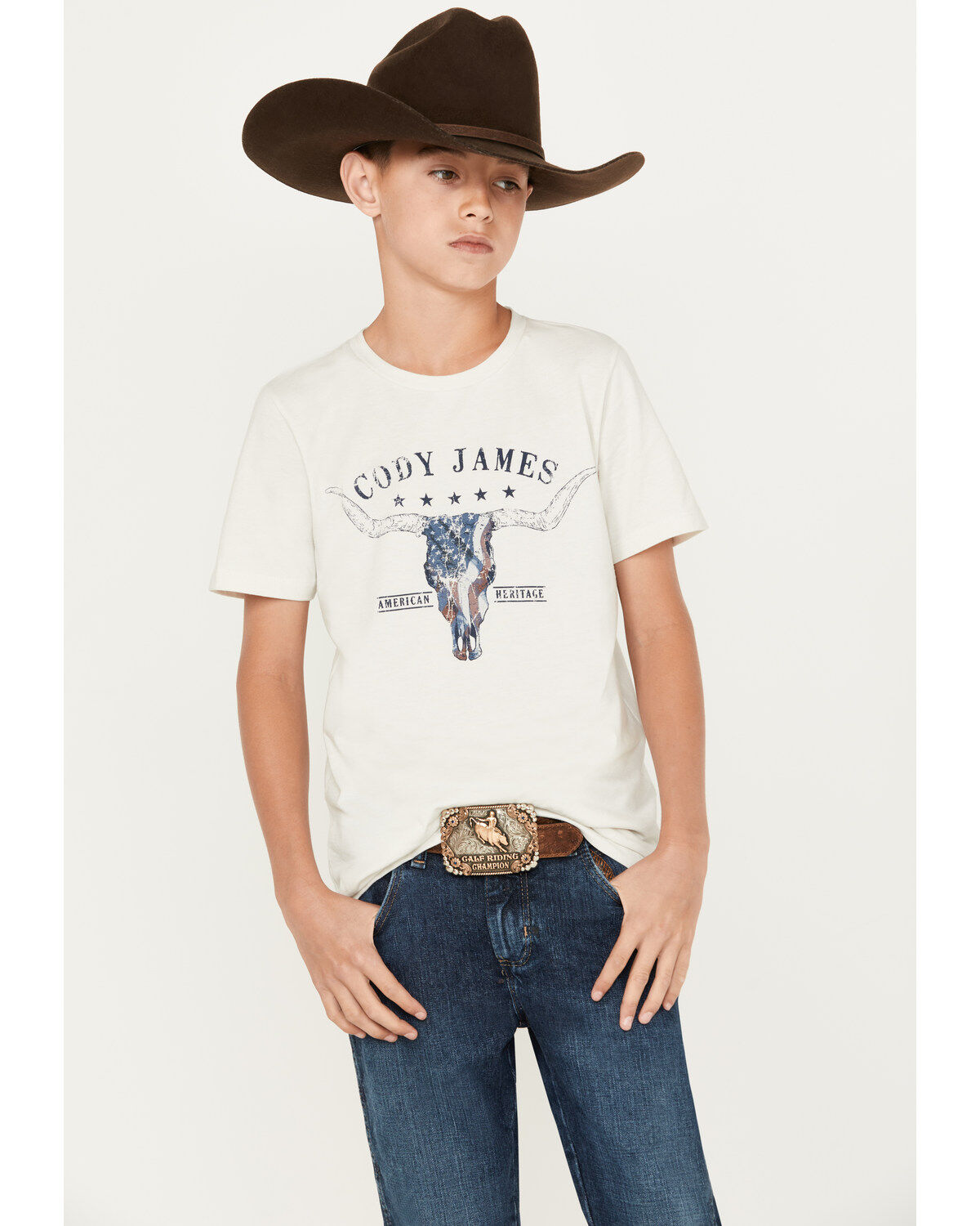 Cody James Boys' Steer Head Short Sleeve Graphic T-Shirt