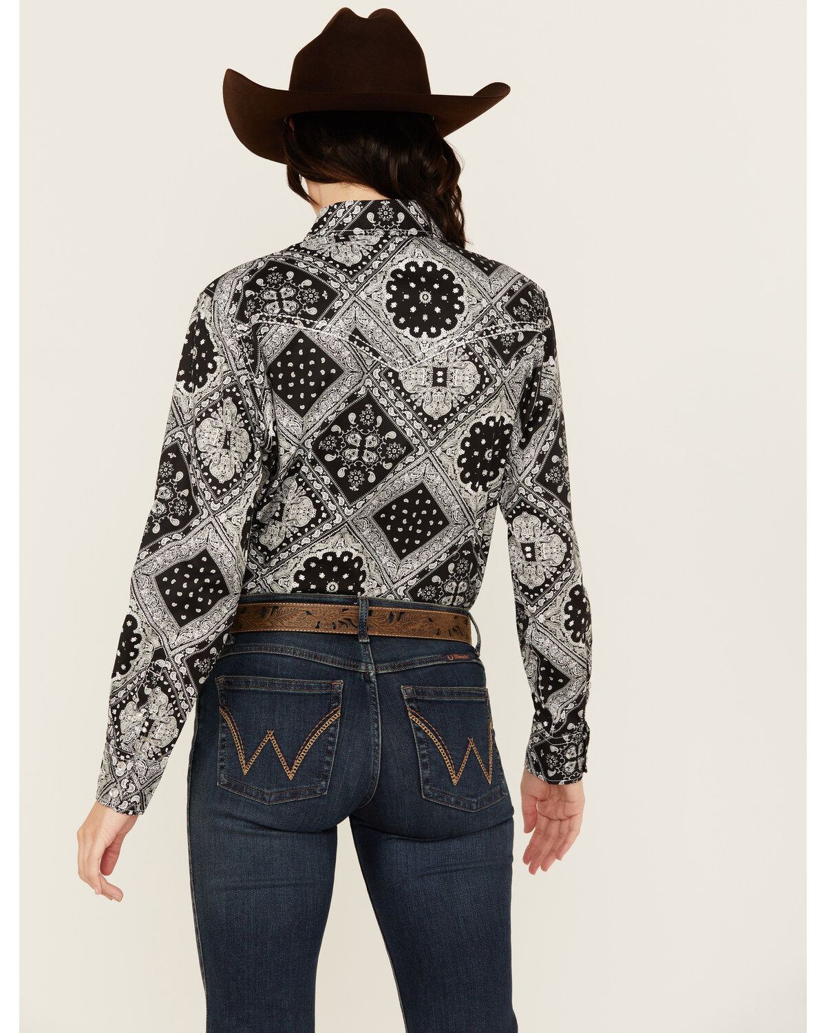 Cowgirl Hardware Women's Bandana Print Long Sleeve Snap Western Shirt