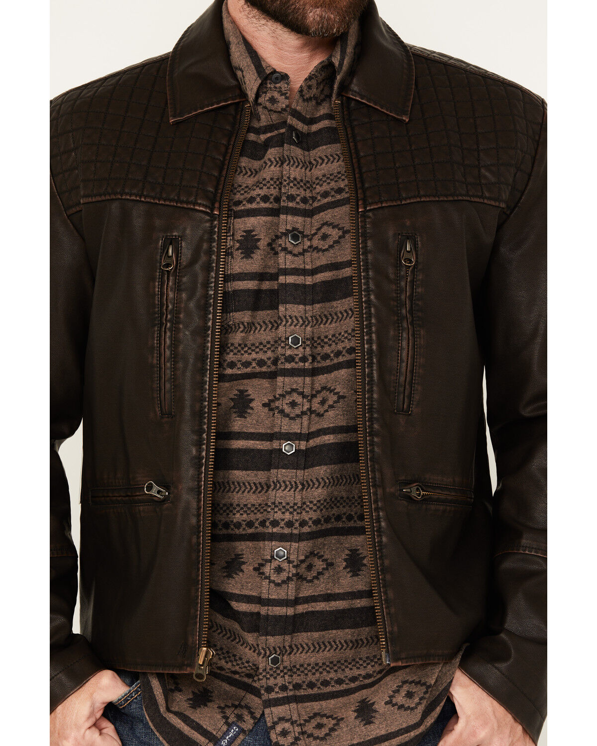 Moonshine Spirit Men's Outlaw Faux Leather Moto Biker Jacket