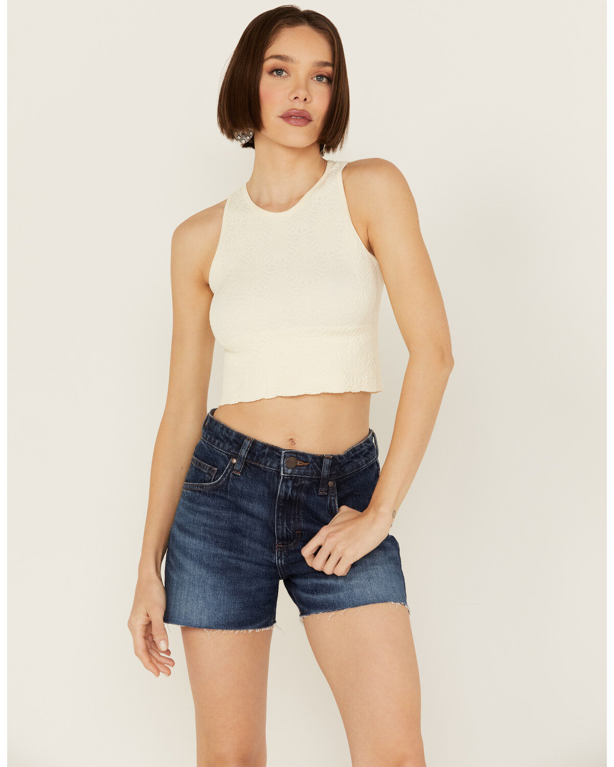 Fornia Women's Floral High Neck Cropped Top