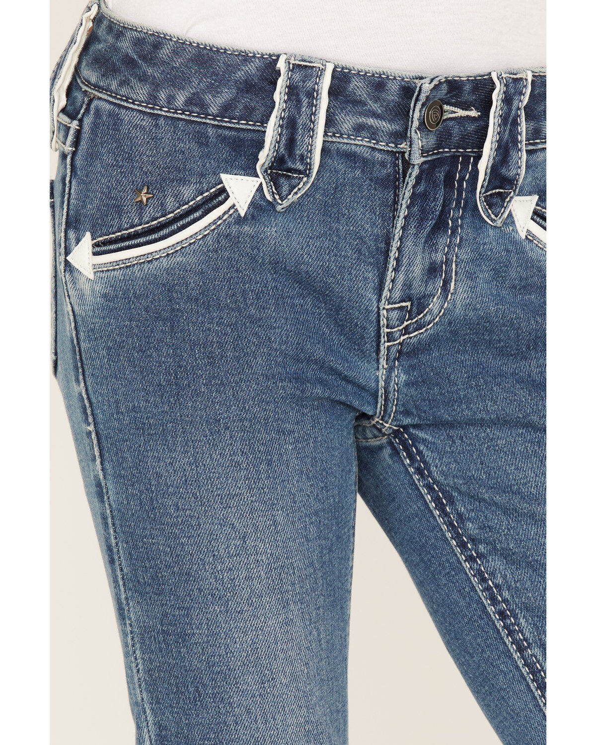 Rock & Roll Denim Little Girls' Medium Wash Arrow Pocket Trouser Jeans