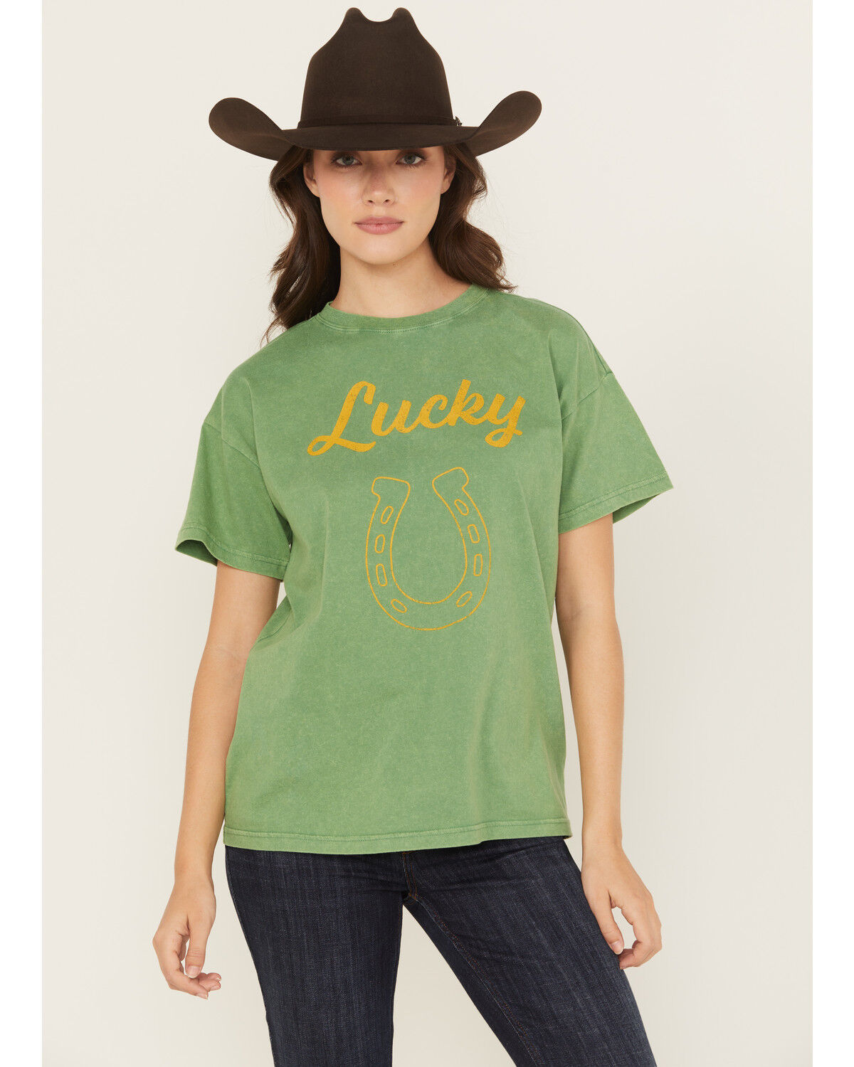 Cleo + Wolf Women's Eddy Lucky Horseshoe Short Sleeve Graphic Tee
