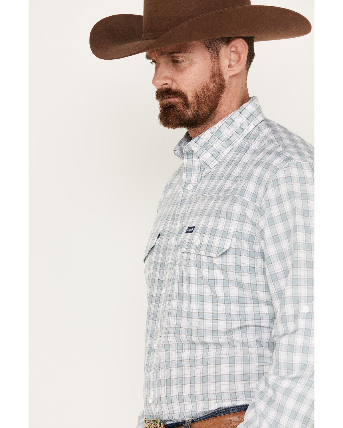 Wrangler Men's Performance Plaid Print Long Sleeve Button Down Western Shirt