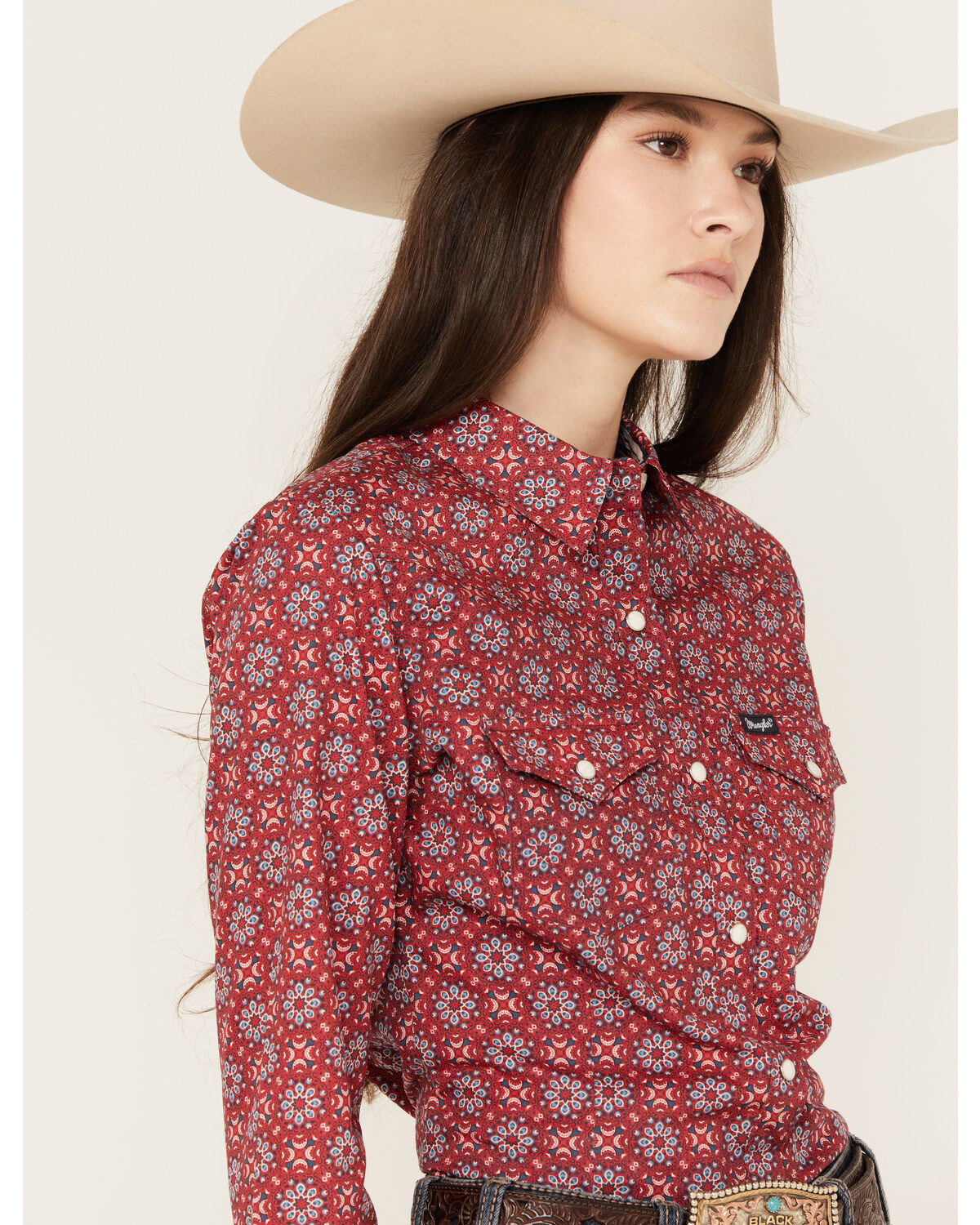 Wrangler Women's Floral Long Sleeve Snap Western Shirt