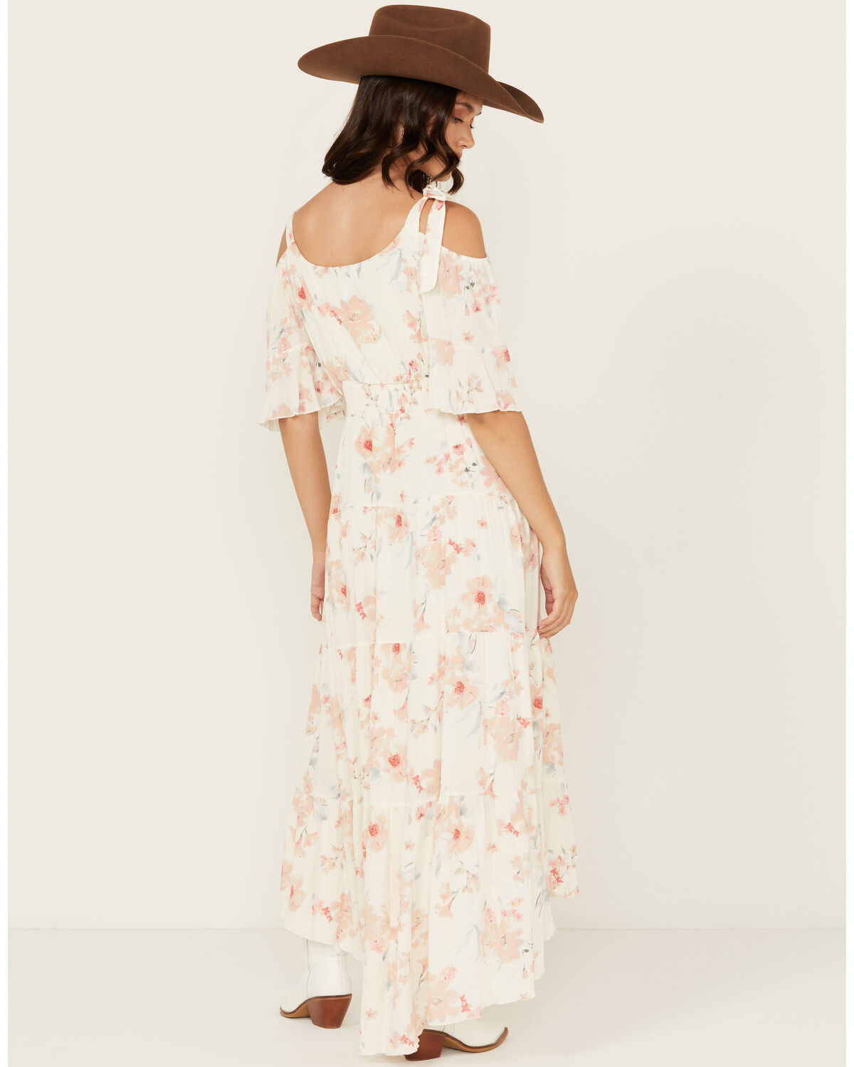 Wild Moss Women's Floral Print Cold Should High-Low Dress