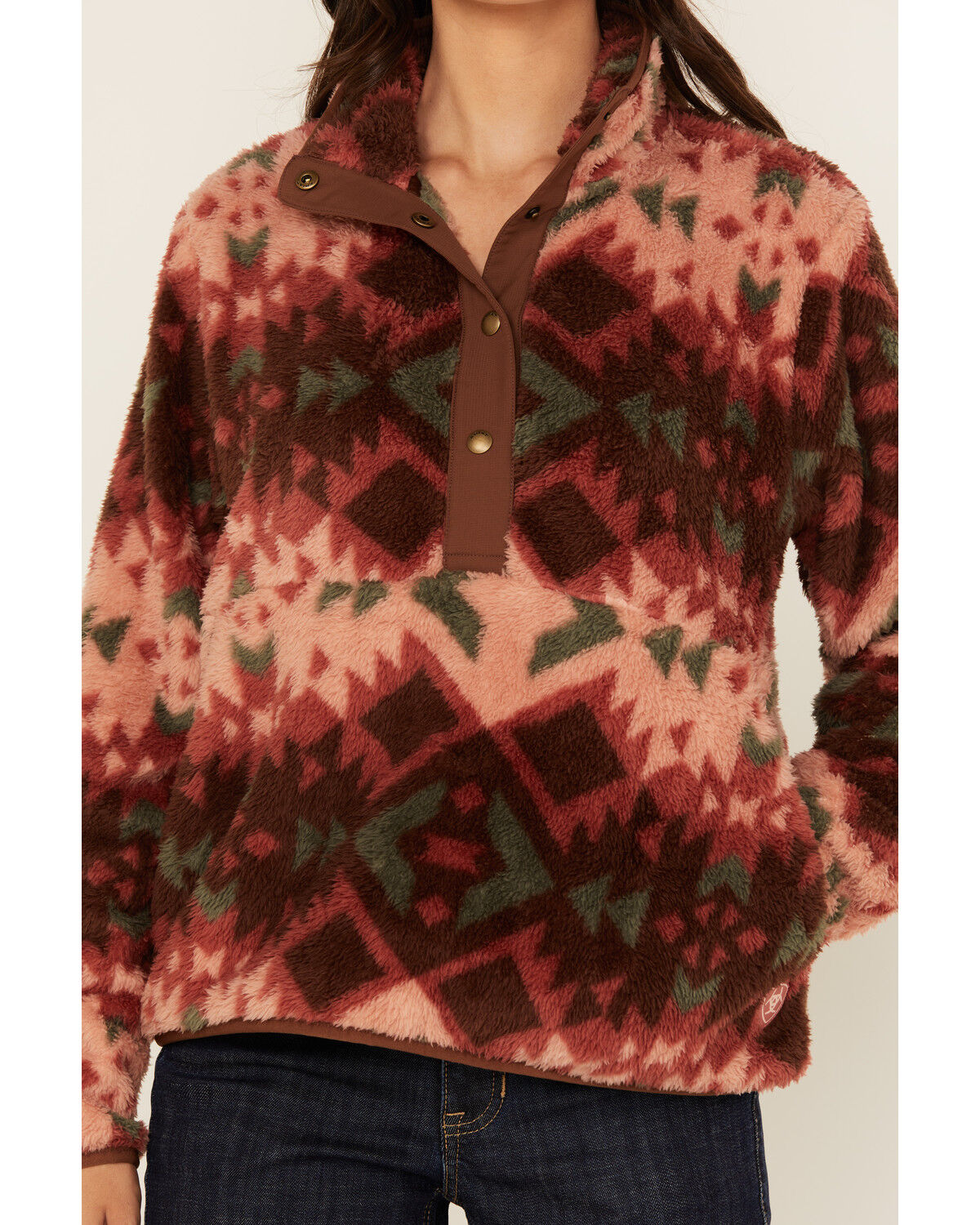 Ariat Women's Southwestern Print Berber Snap Pullover