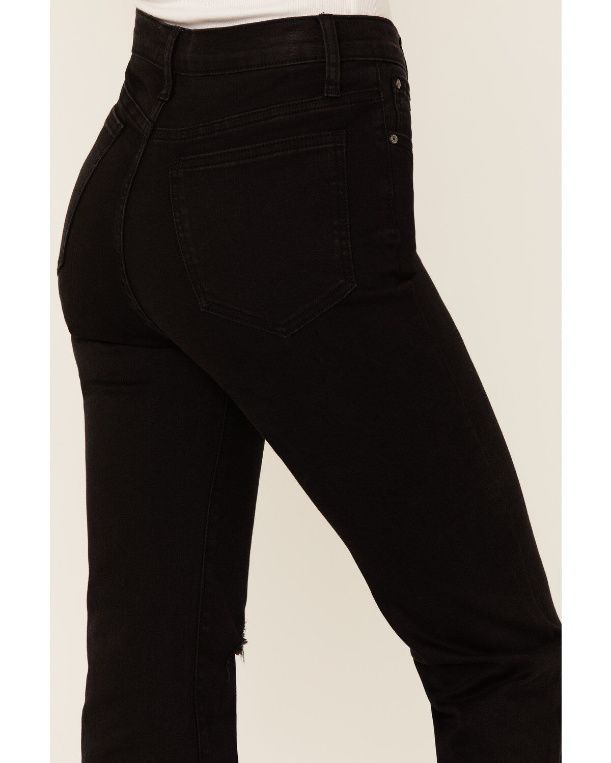 Wishlist Women's Black Crop Kick Flare Leg Jeans