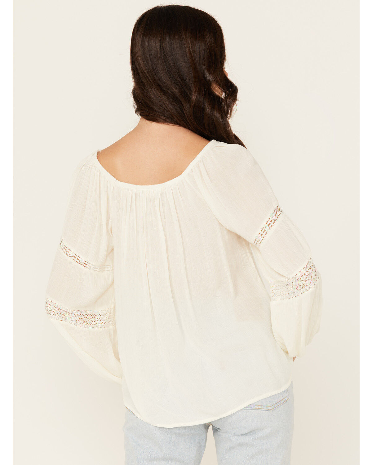 Jolt Women's Lace Trim Peasant Top