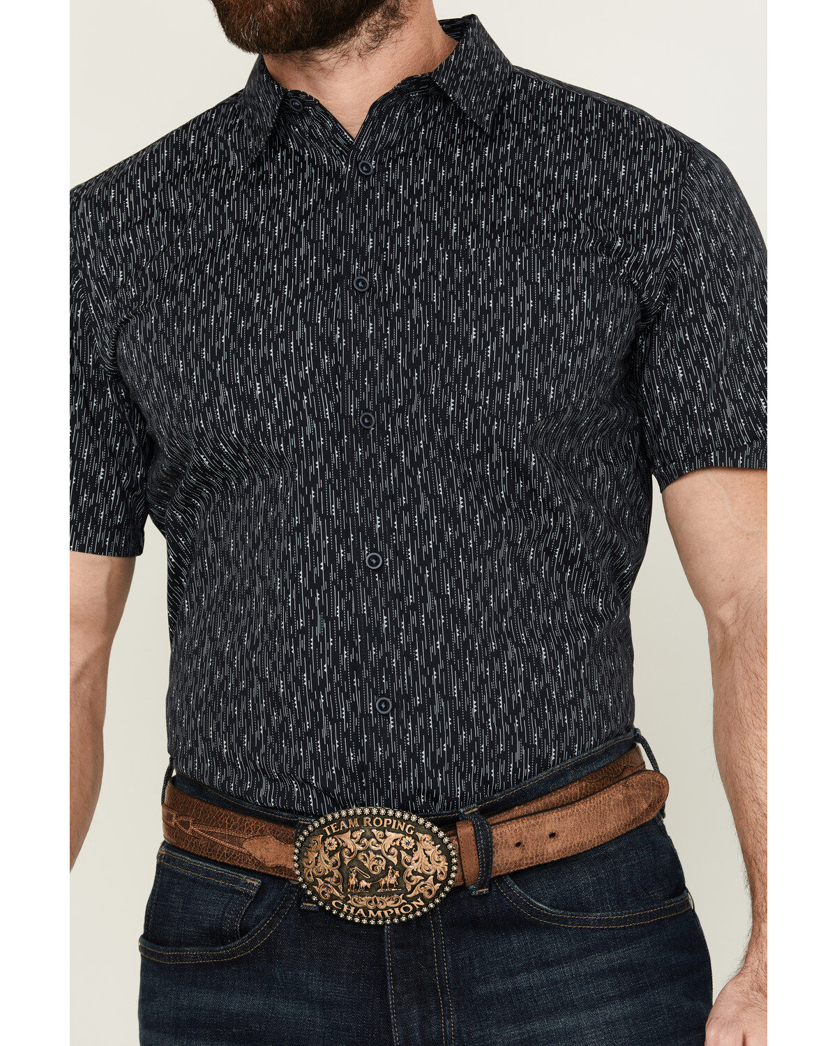 Gibson Men's Space Dot Geo Print Short Sleeve Button-Down Western Shirt