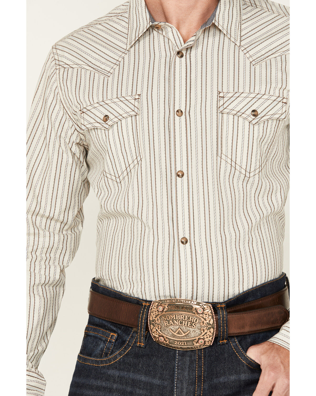 Cody James Men's Straight Lines Striped Long Sleeve Snap Western Shirt