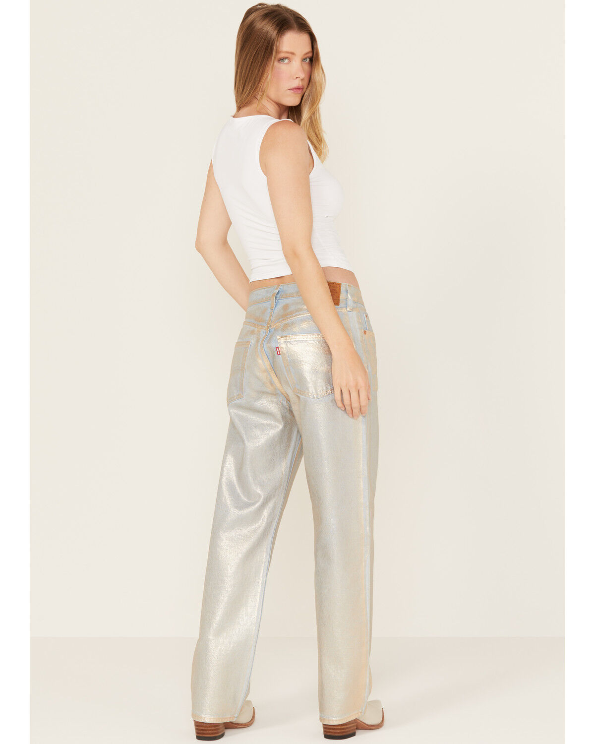 Levi's Premium Women's Optical Illusion 501 High Rise Ankle Straight Denim Jeans