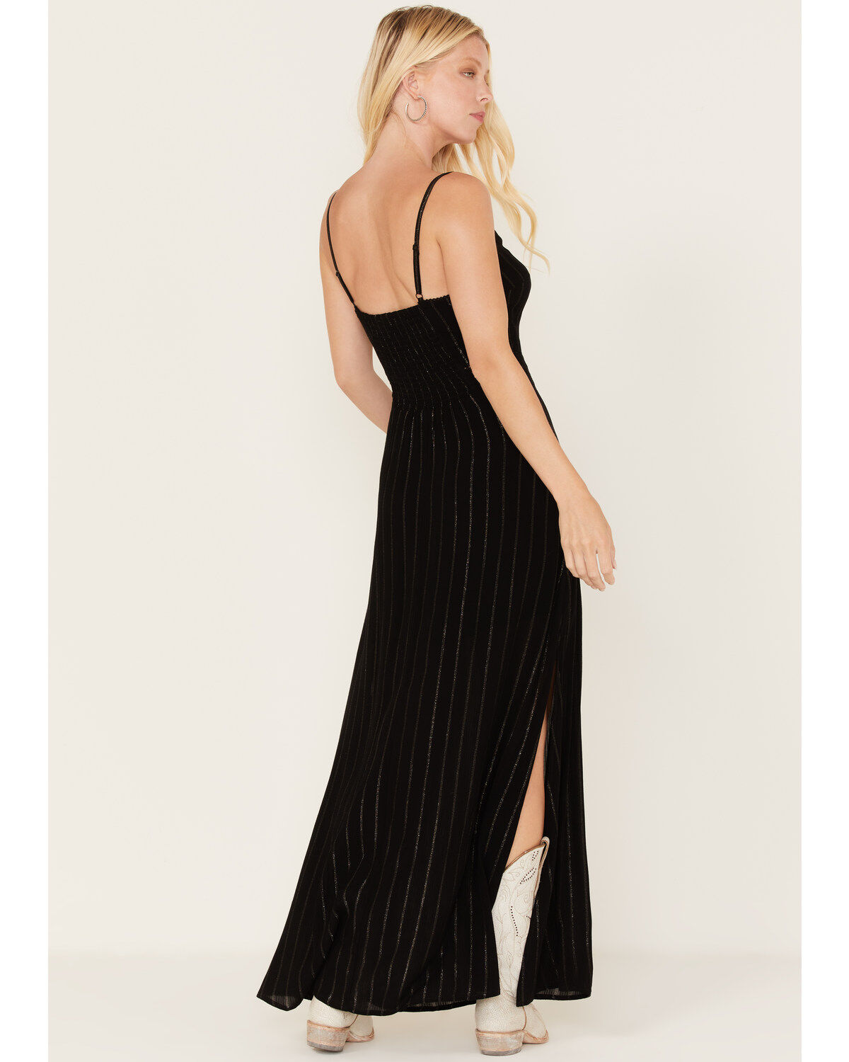 Idyllwind Women's Metallic Stripe Maxi Slip Dress