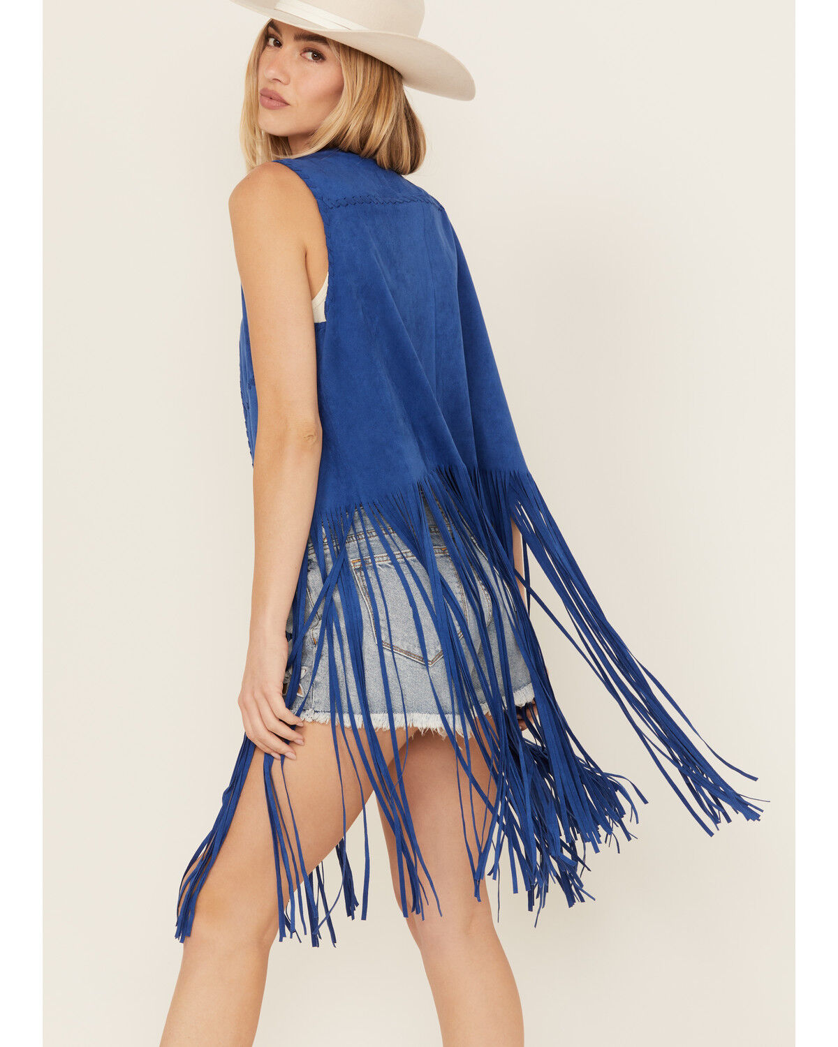 Fornia Women's Faux Suede Fringe Vest