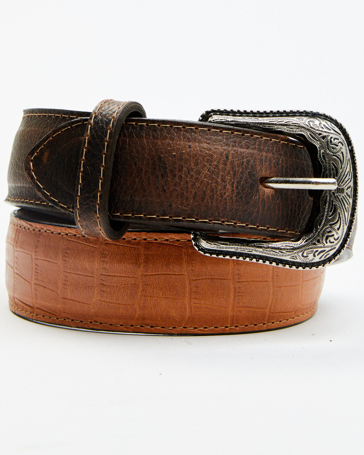 Cody James Men's Embossed Croco Print Leather Belt
