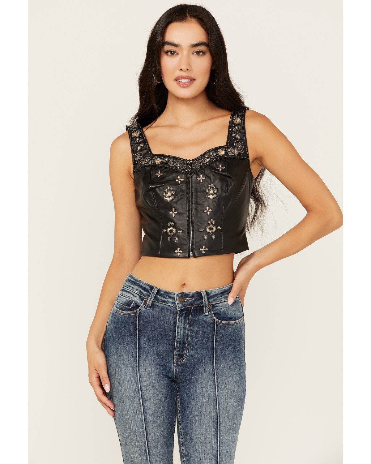 Idyllwind Women's Sunset Embellished Leather Bustier