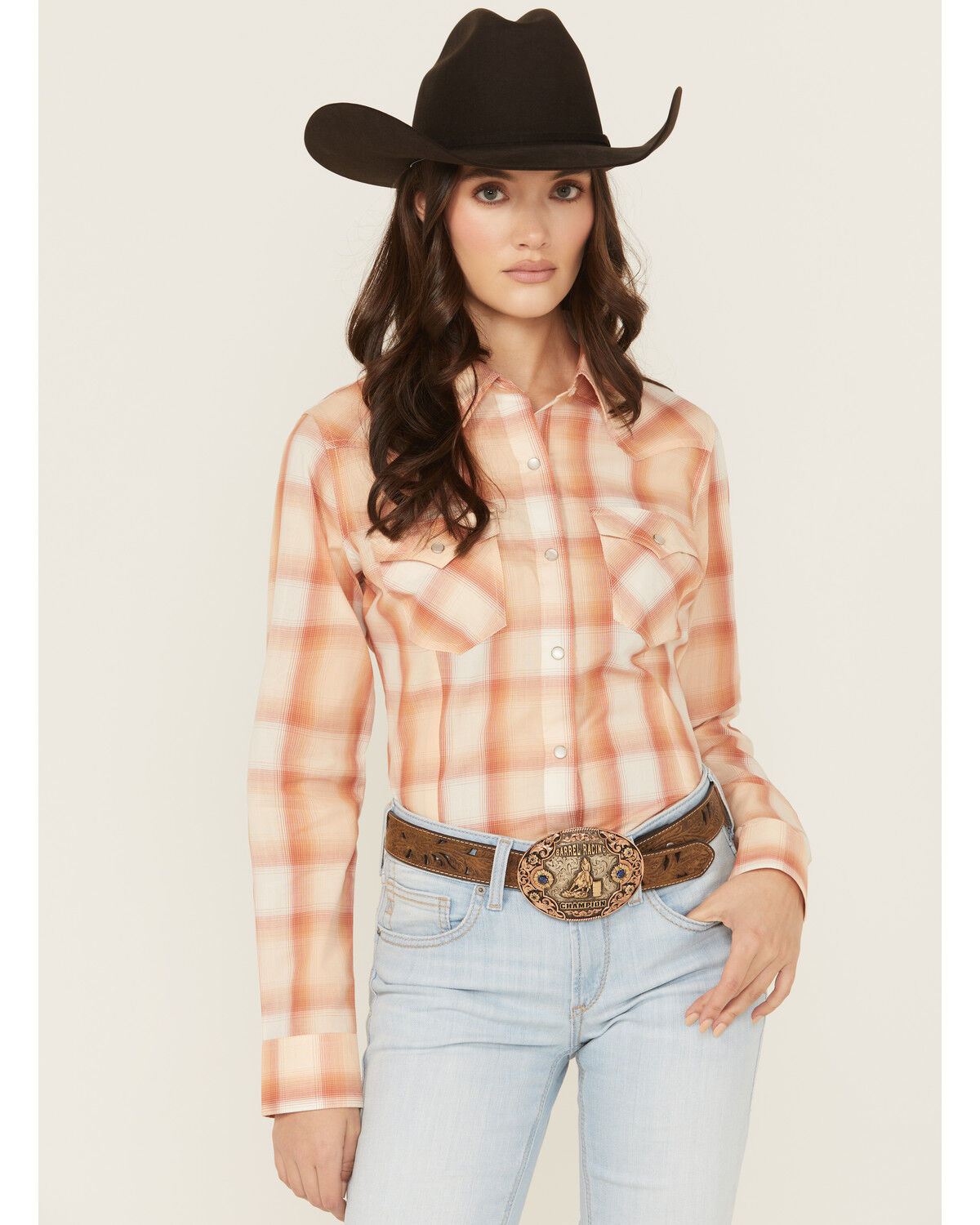 Wrangler Retro Women's Boot Barn Exclusive PCH Plaid Print Long Sleeve Pearl Snap Western Shirt