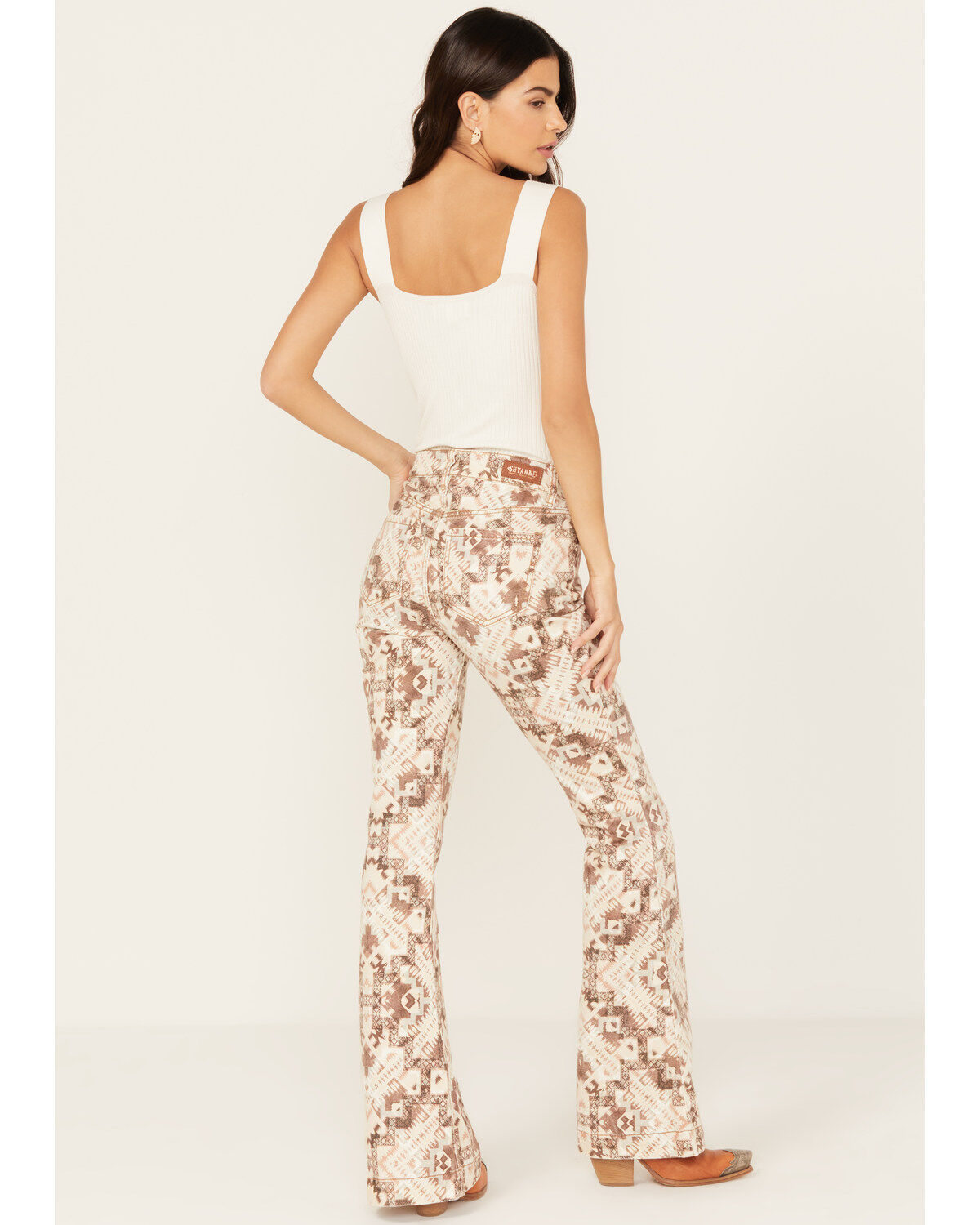 Shyanne Women's High Rise Southwestern Print Stretch Flare Jeans