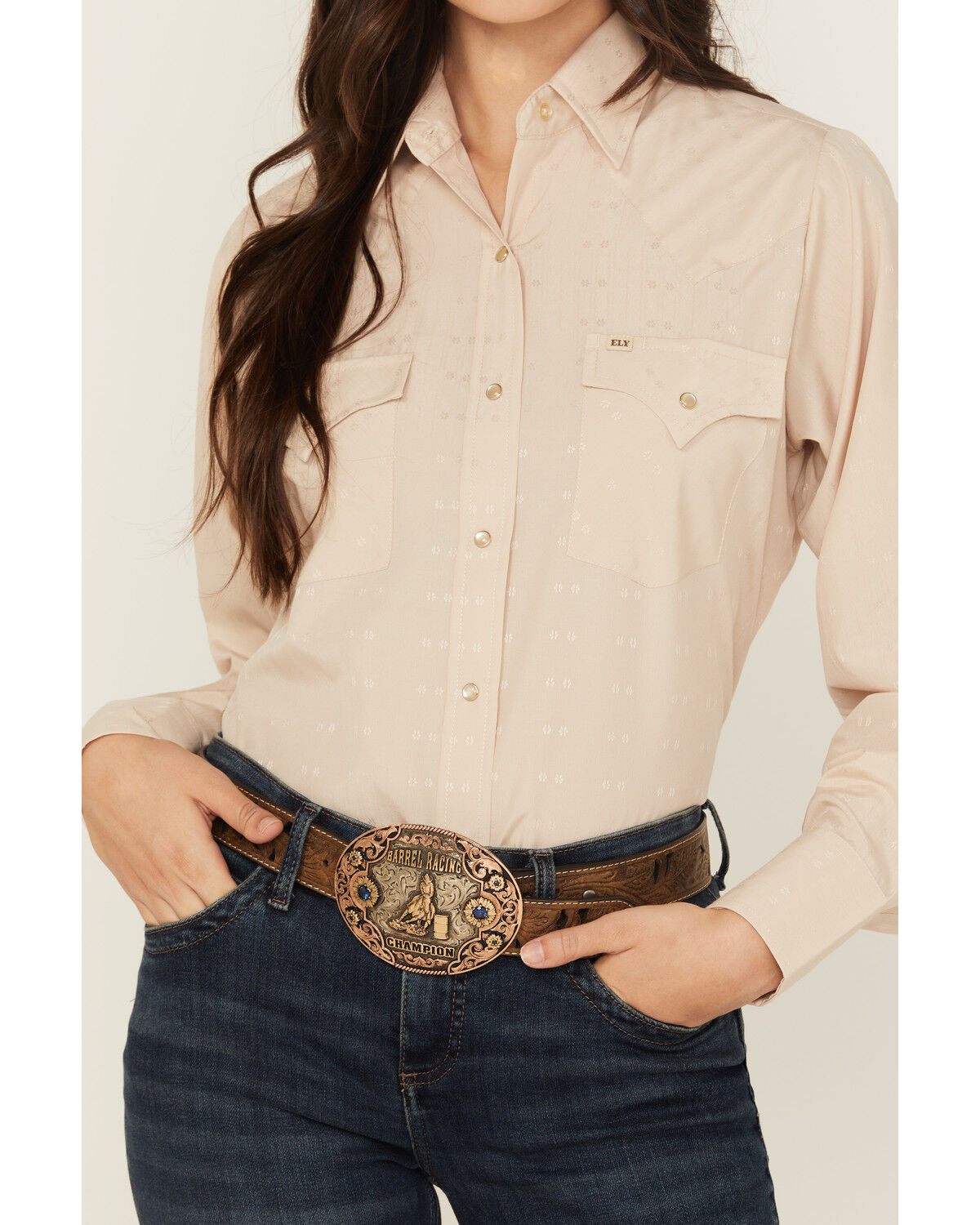 Cowboygirl by Jenna Paulette Women's Solid Long Sleeve Pearl Snap Western Shirt