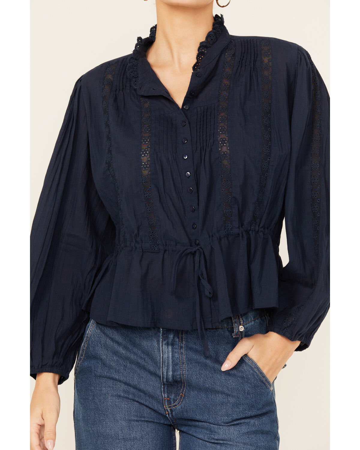 Free People Women's Best Of Me Long Sleeve Button-Down Blouse