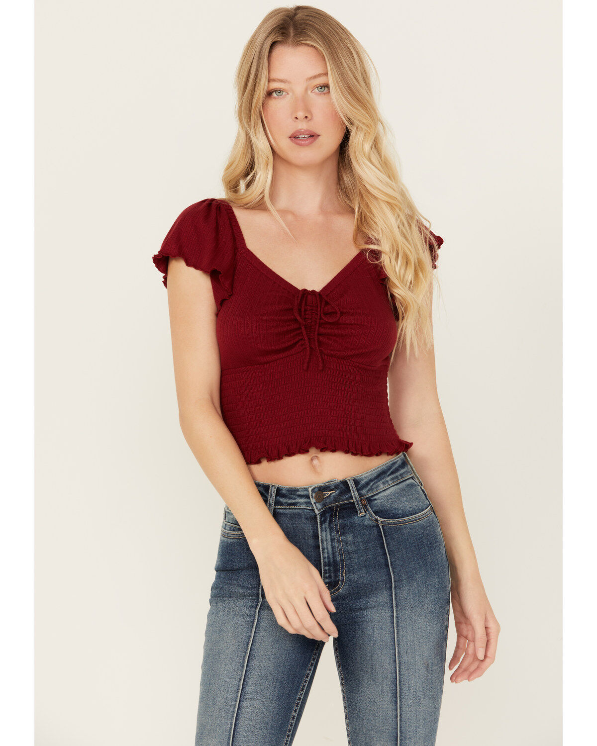 Idyllwind Women's Pointe Flutter Sleeve Smocked Top