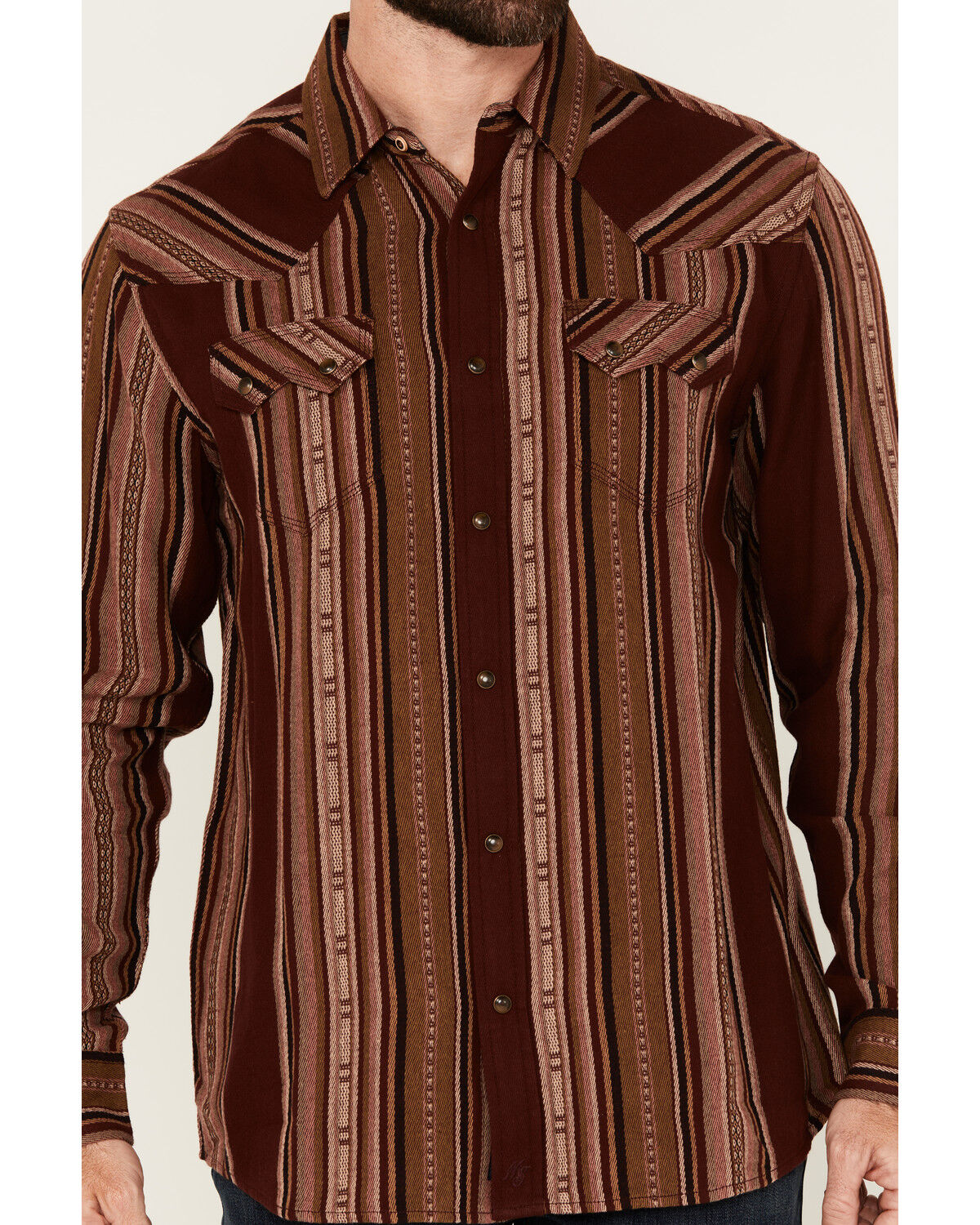 Moonshine Spirit Men's Whiskey Tango Striped Long Sleeve Snap Western Shirt