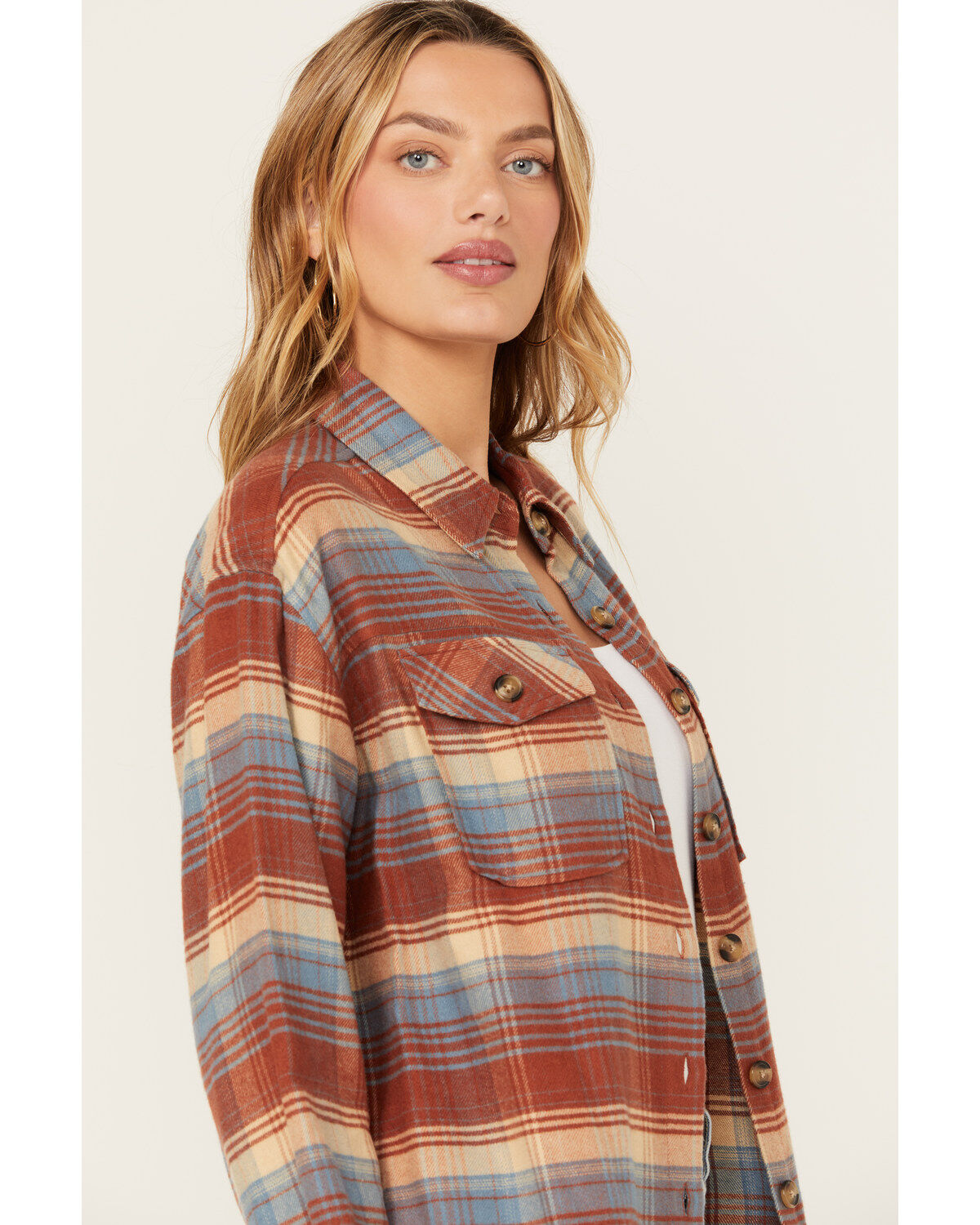 Cleo + Wolf Women's Long Sleeve Button-Down Flannel Boyfriend Shirt