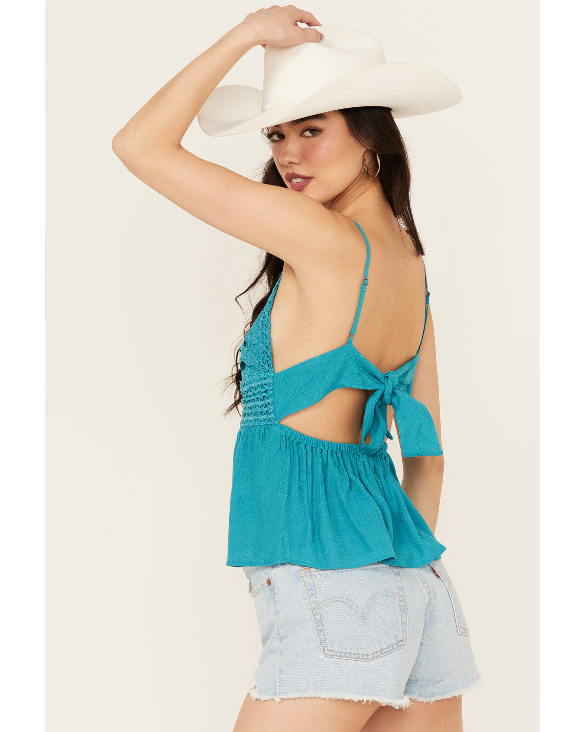 Shyanne Women's Lace Bustier Crinkle Top