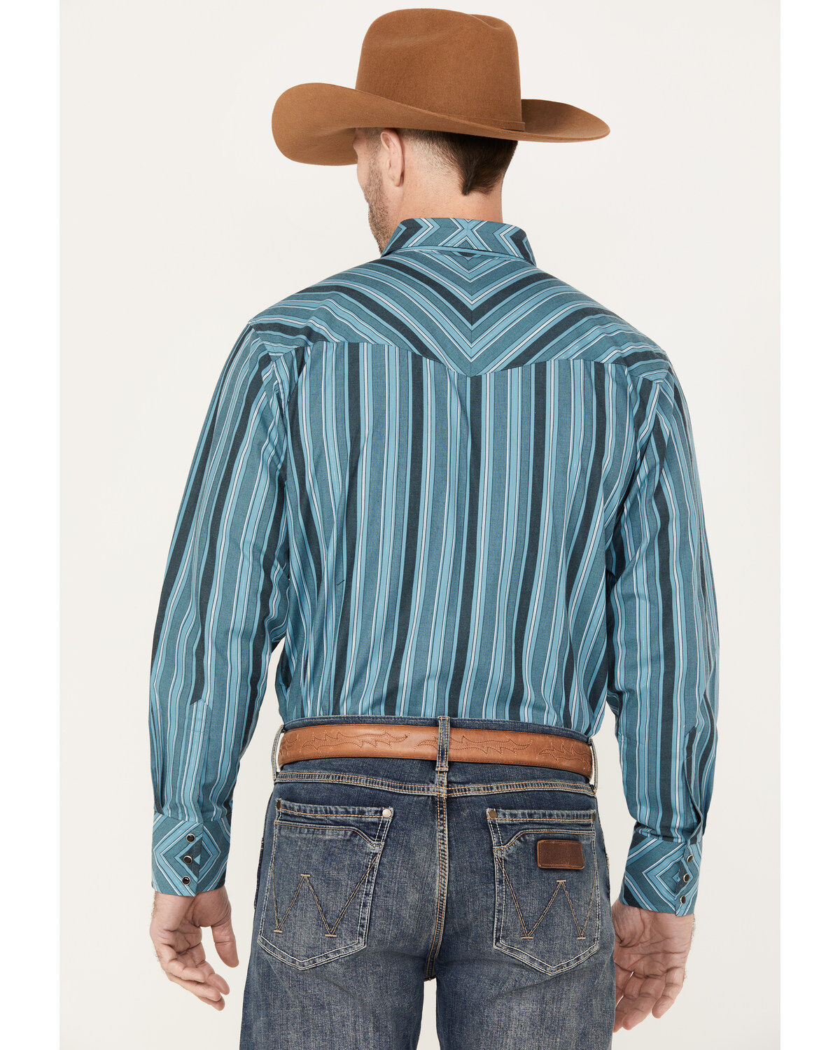 Wrangler Men's Striped Long Sleeve Snap Western Shirt