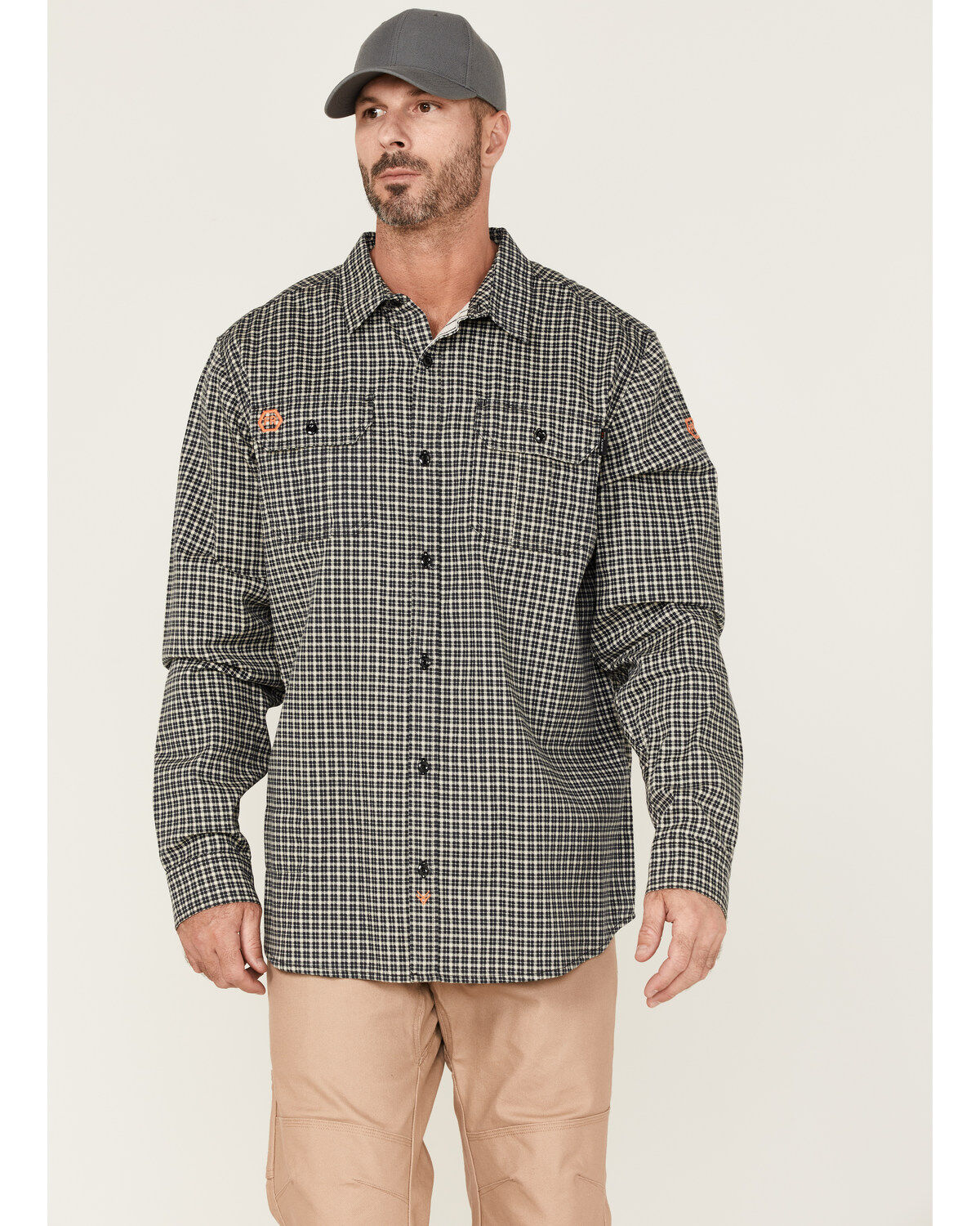 Hawx Men's FR Plaid Print Woven Long Sleeve Button Down Work Shirt - Tall