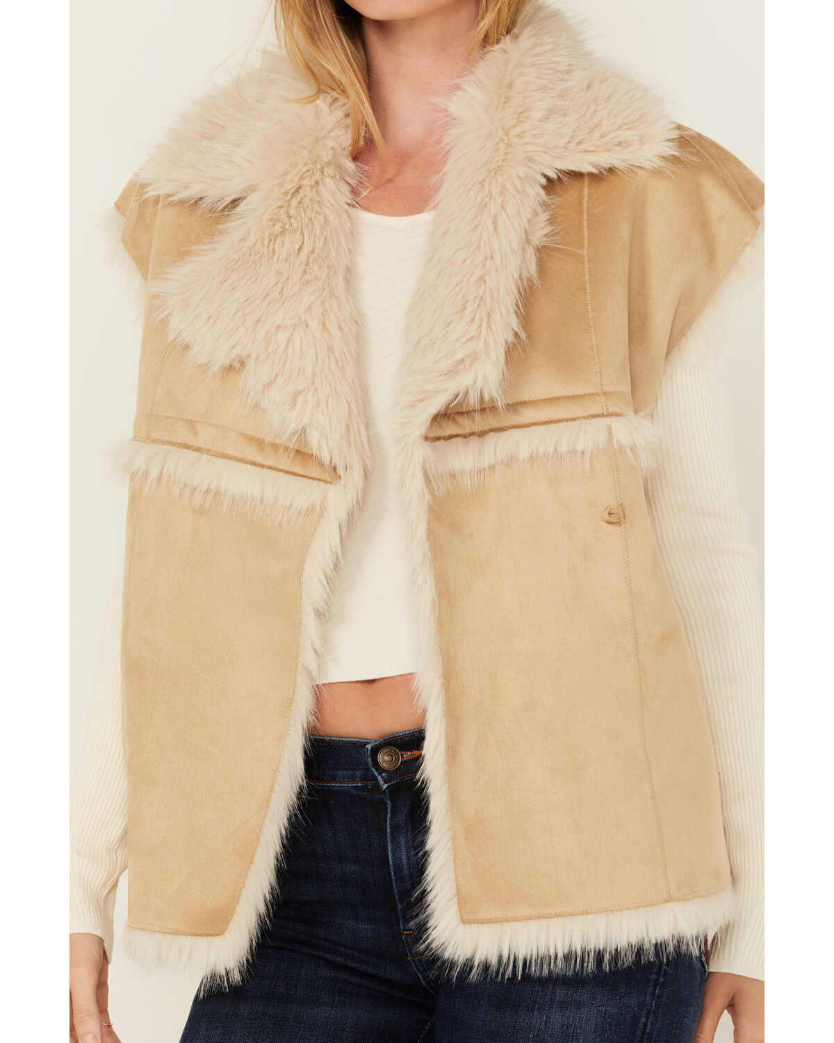 Revel Women's Faux Suede Fur Vest
