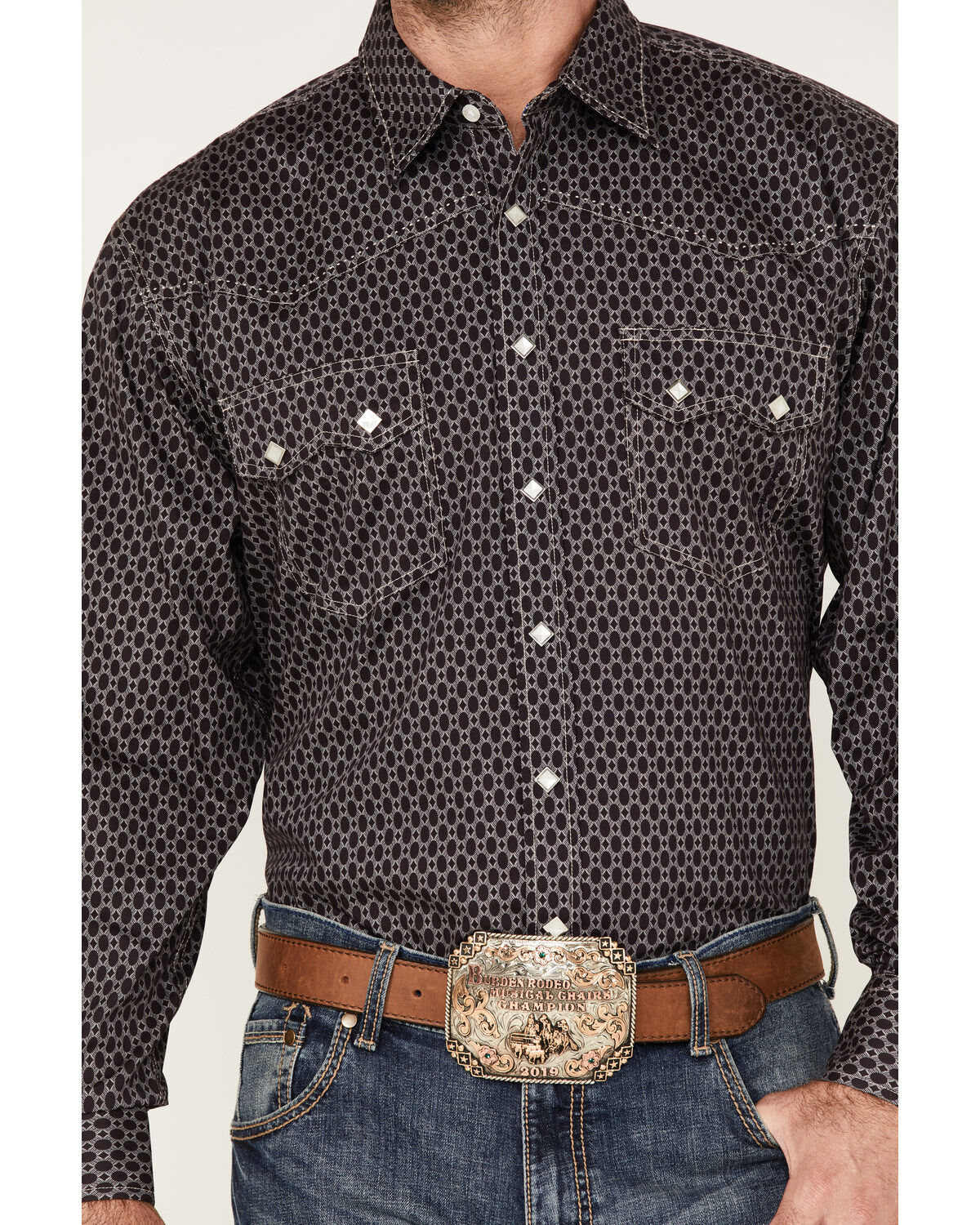 Resistol Men's Axcel Geo Print Long Sleeve Snap Western Shirt