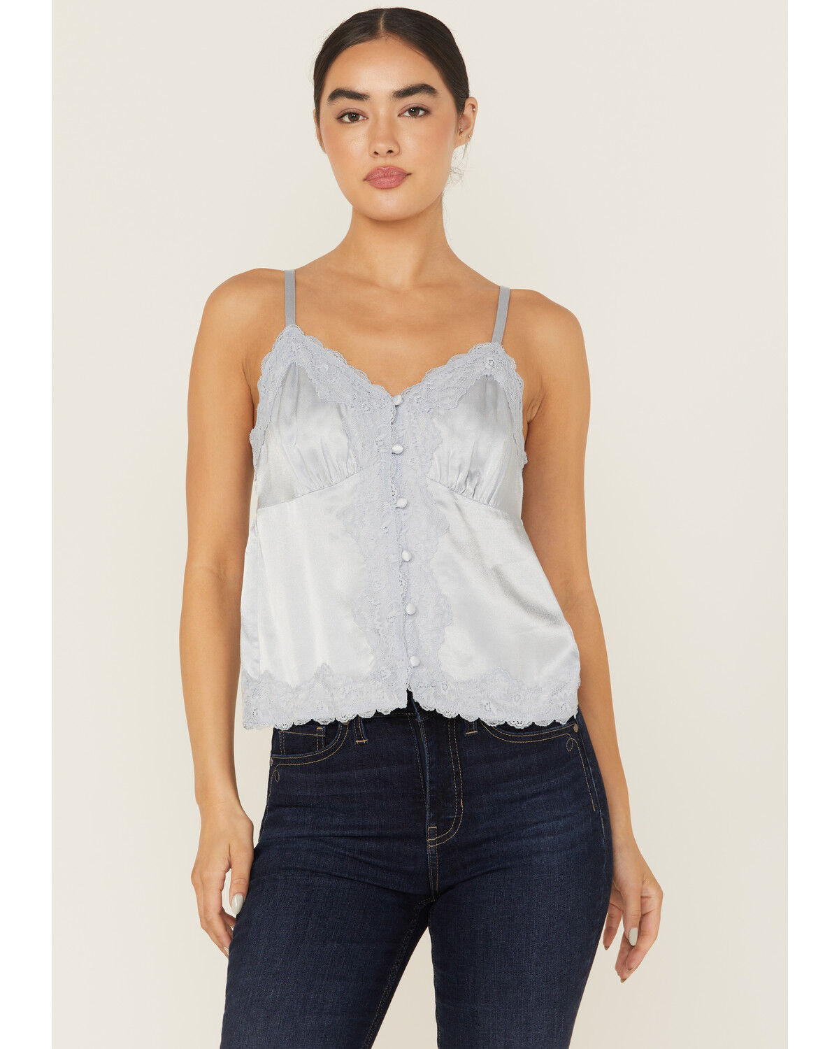 Shyanne Women's Lace Trim Satin Cami