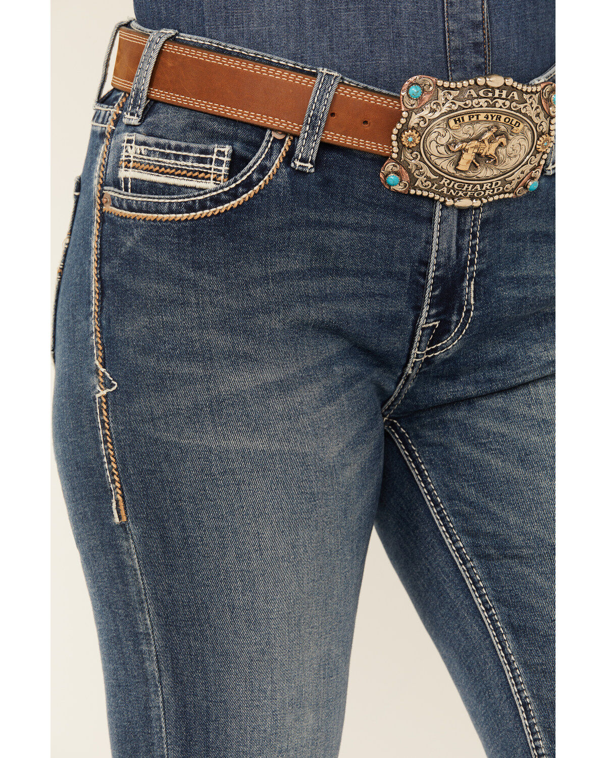 Rock & Roll Denim Women's Medium Wash Mid Rise Stretch Bootcut Jeans