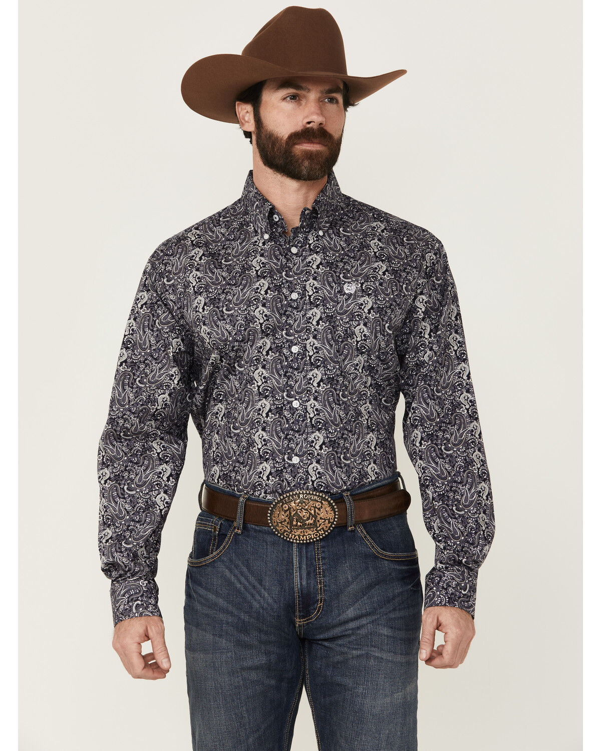 Cinch Men's Paisley Print Long Sleeve Button-Down Western Shirt
