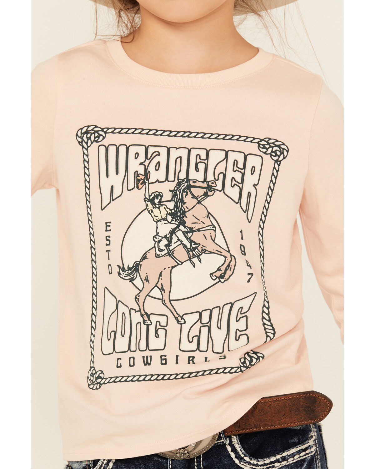 Wrangler Girls' Long Live Cowgirls Long Sleeve Graphic Shirt