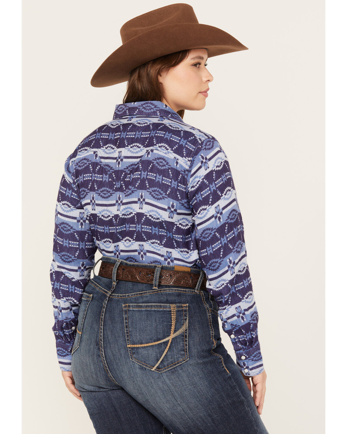 Ariat Women's R.E.A.L. Southwestern Oceanic Print Long Sleeve Western Pearl Snap Shirt - Plus