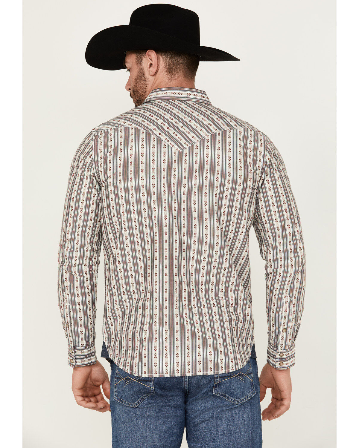 Moonshine Spirit Men's Southern Boy Striped Long Sleeve Pearl Snap Western Shirt