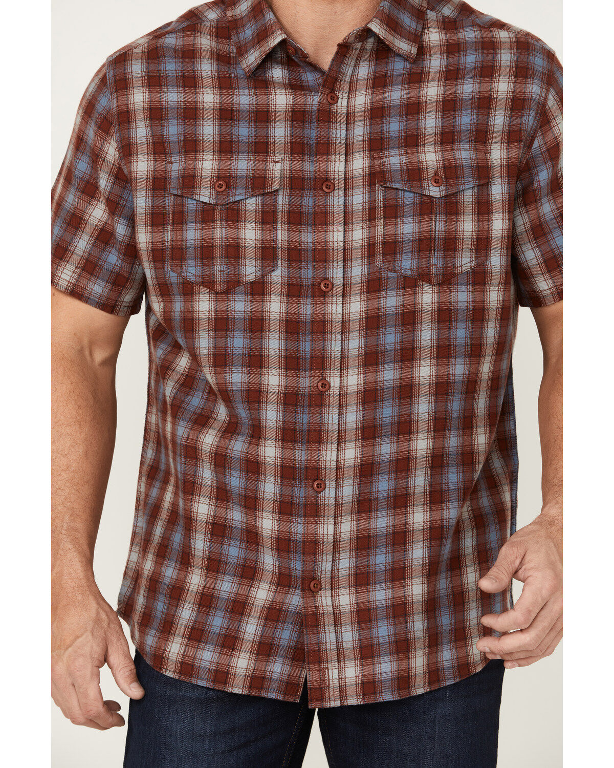 Brothers and Sons Men's Plaid Casual Woven Short Sleeve Button-Down Western Shirt