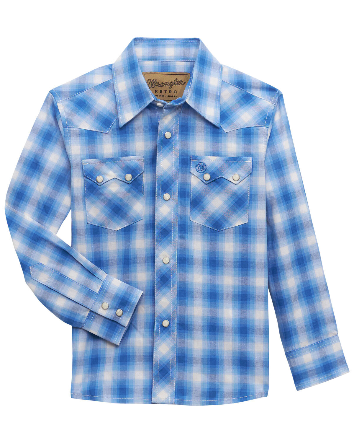Wrangler Retro Boys' Plaid Print Long Sleeve Snap Western Shirt