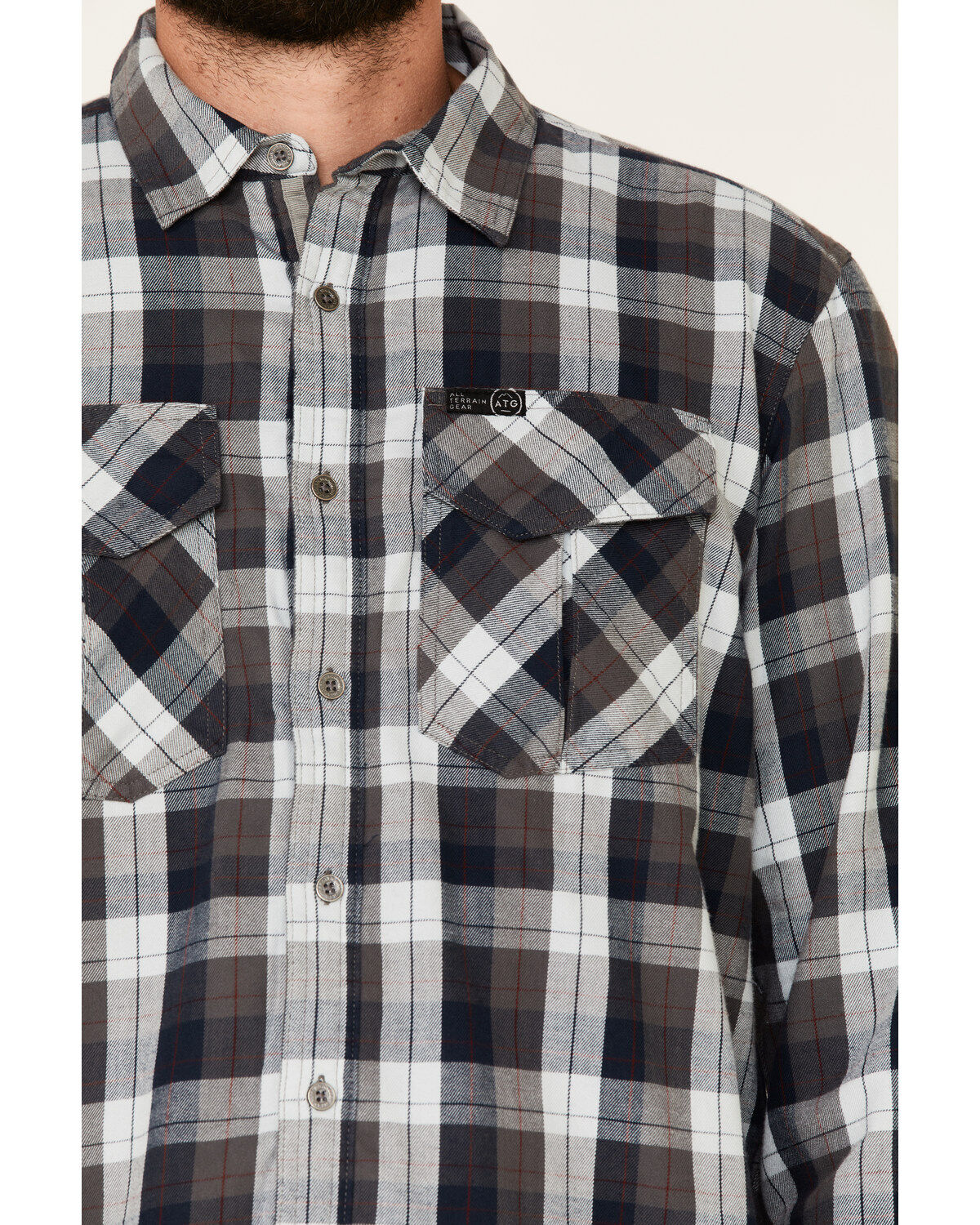 ATG by Wrangler Men's All Terrain Cabernet Plaid Long Sleeve Western Flannel Shirt