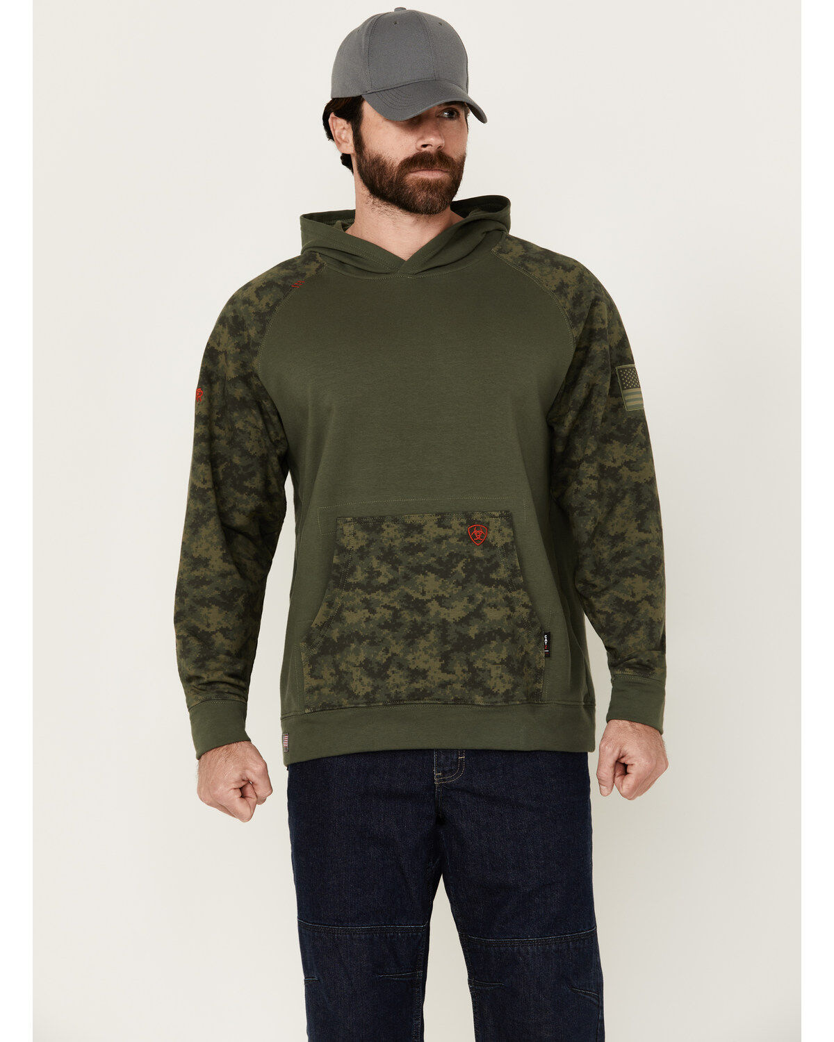 Ariat Men's FR DuraStretch Patriot Camo Print Hooded Sweatshirt