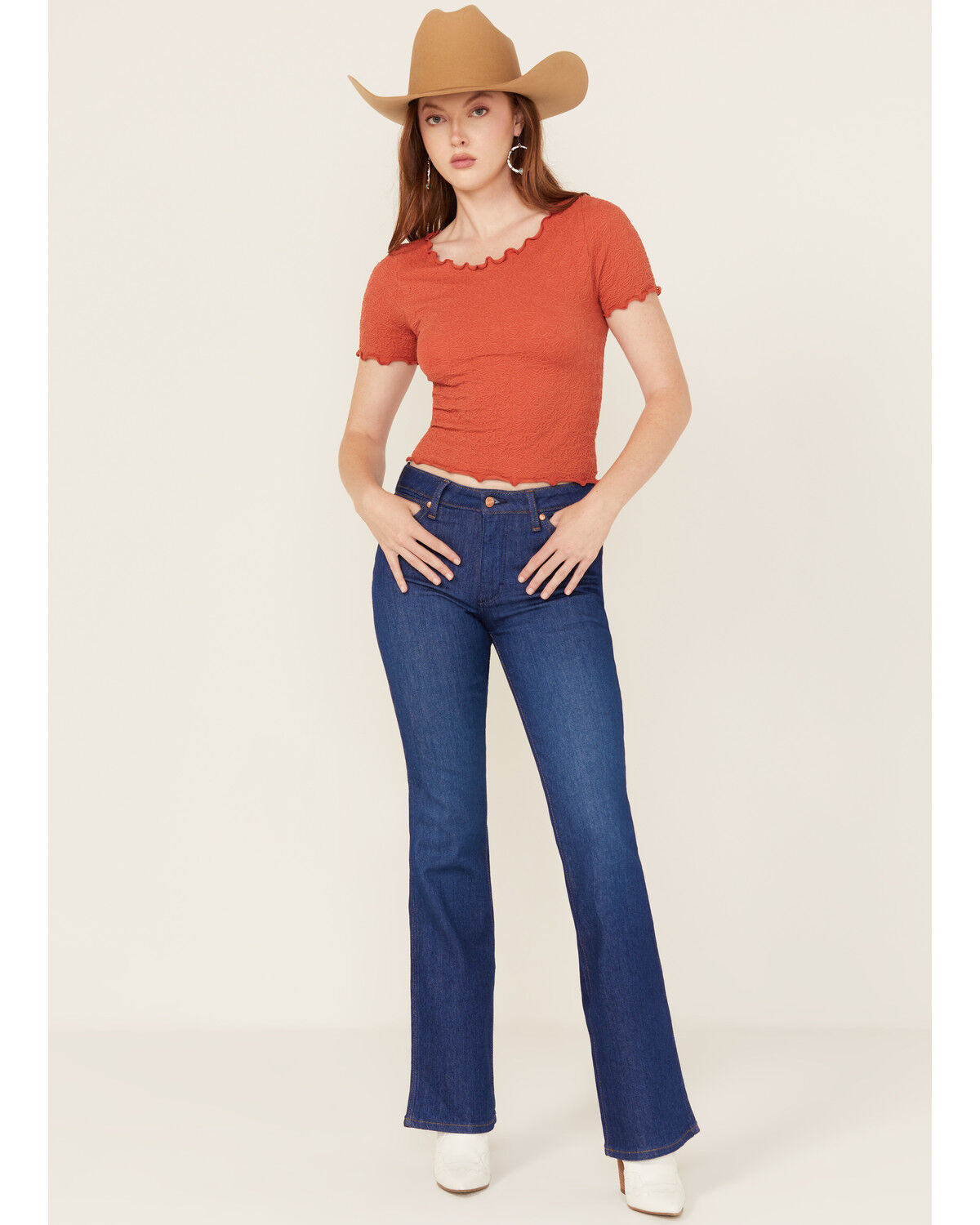 Wrangler Women's Dark Wash Straight Forward Westward Mid Rise Bootcut Stretch Denim Jeans