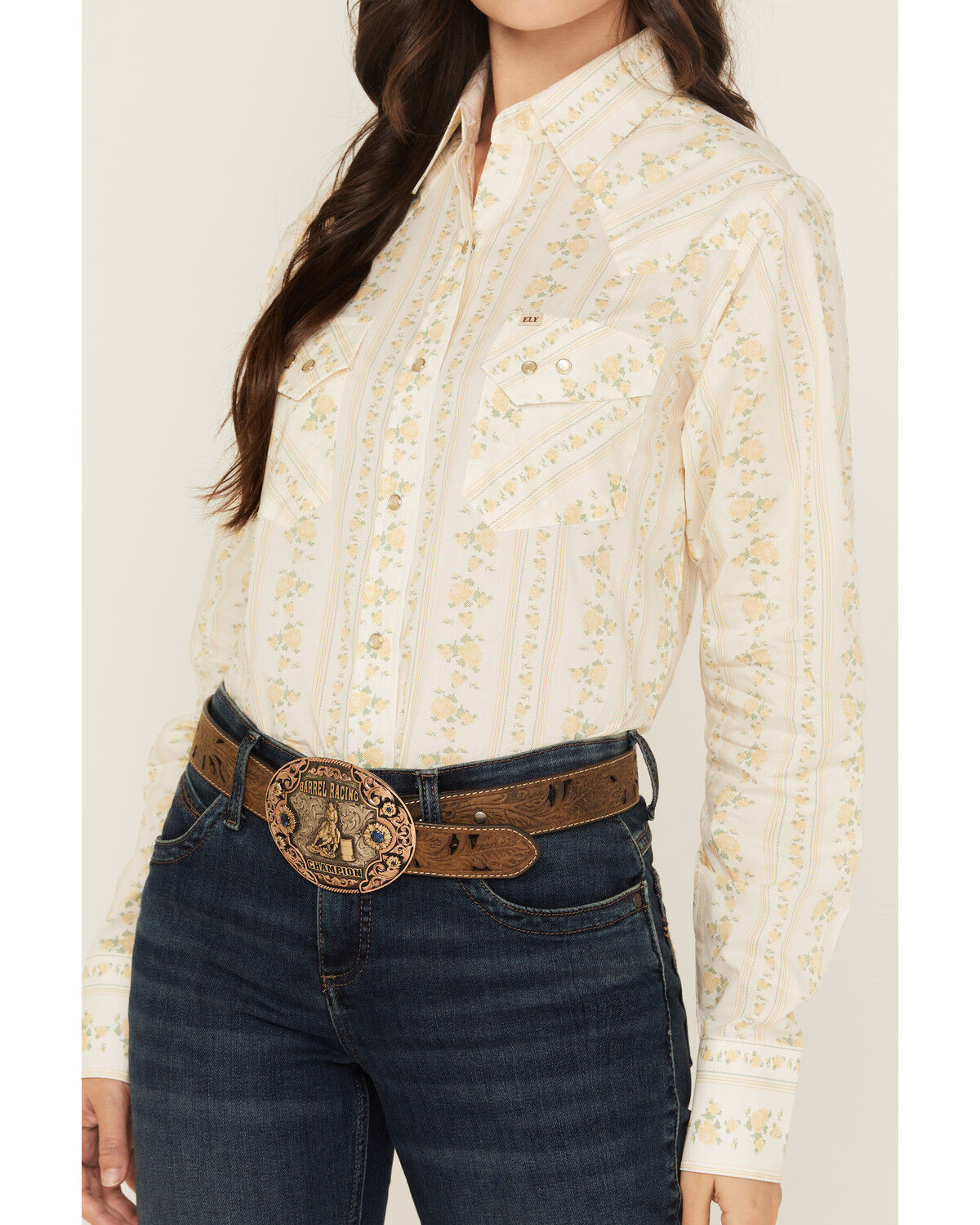 Cowboygirl by Jenna Paulette Women's Wallpaper Print Long Sleeve Pearl Snap Western Shirt