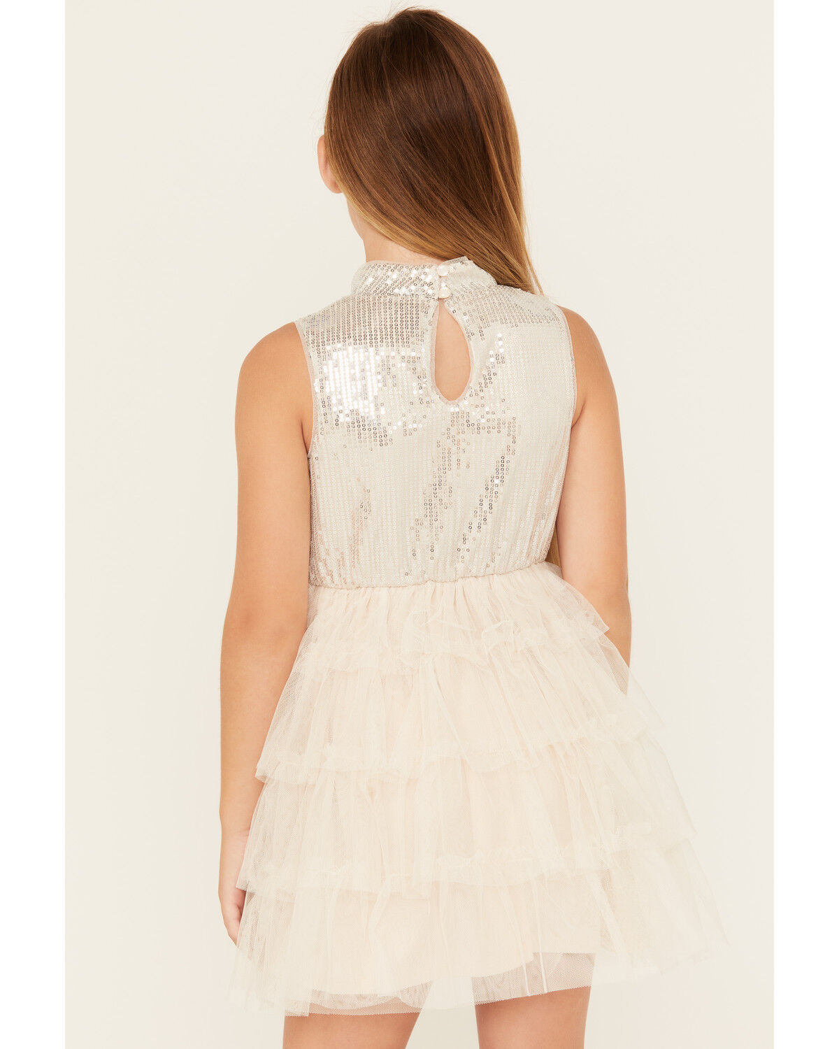 Sugar California Girls' Sequin Ruffle Sleeveless Dress