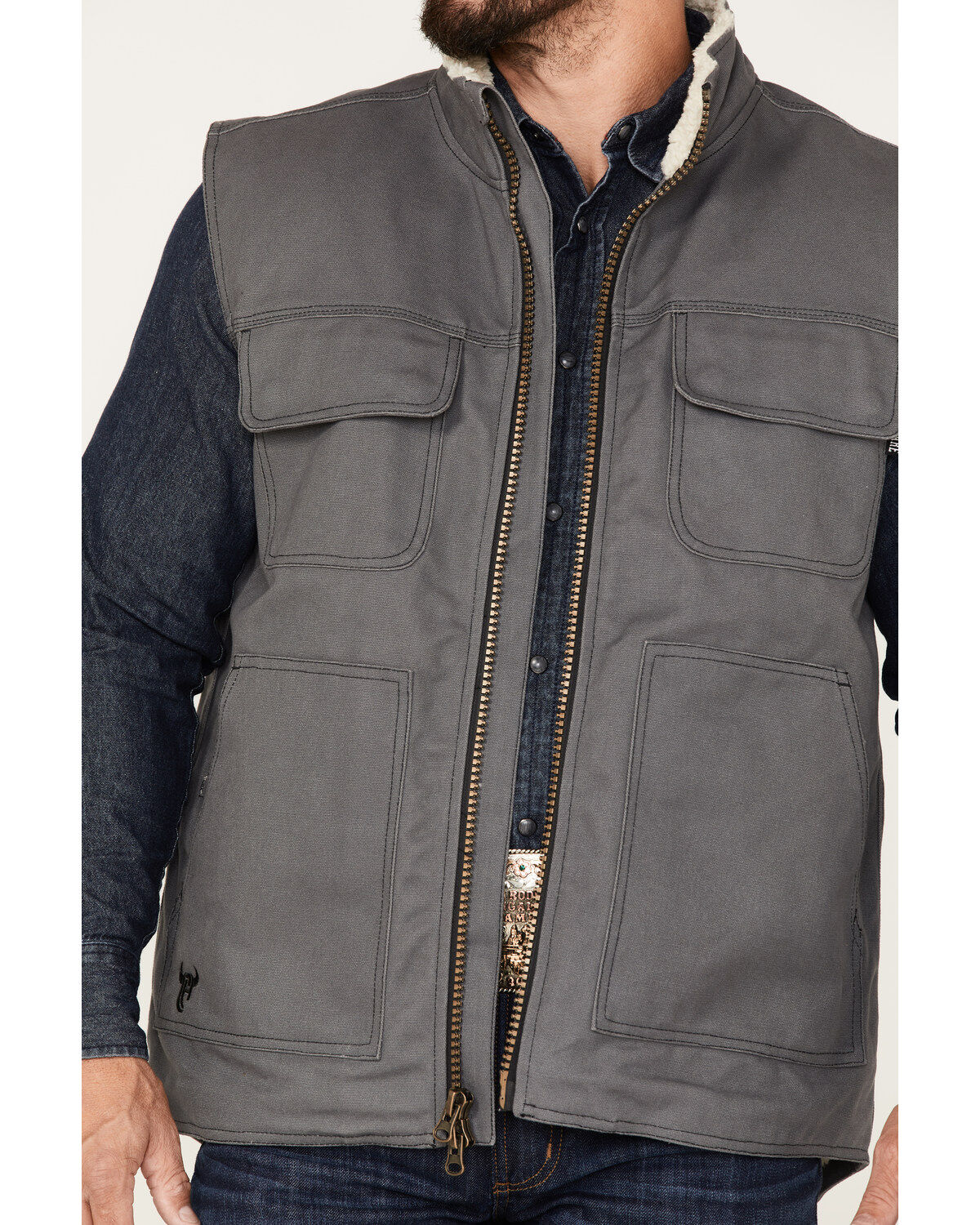 Cowboy Hardware Men's Ranch Canvas Berber Sherpa Lined Vest