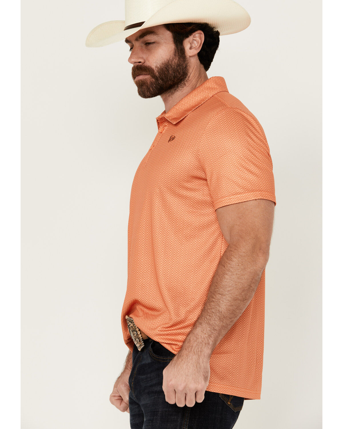 Rock & Roll Denim Men's Geo Print Short Sleeve Stretch Polo Shirt