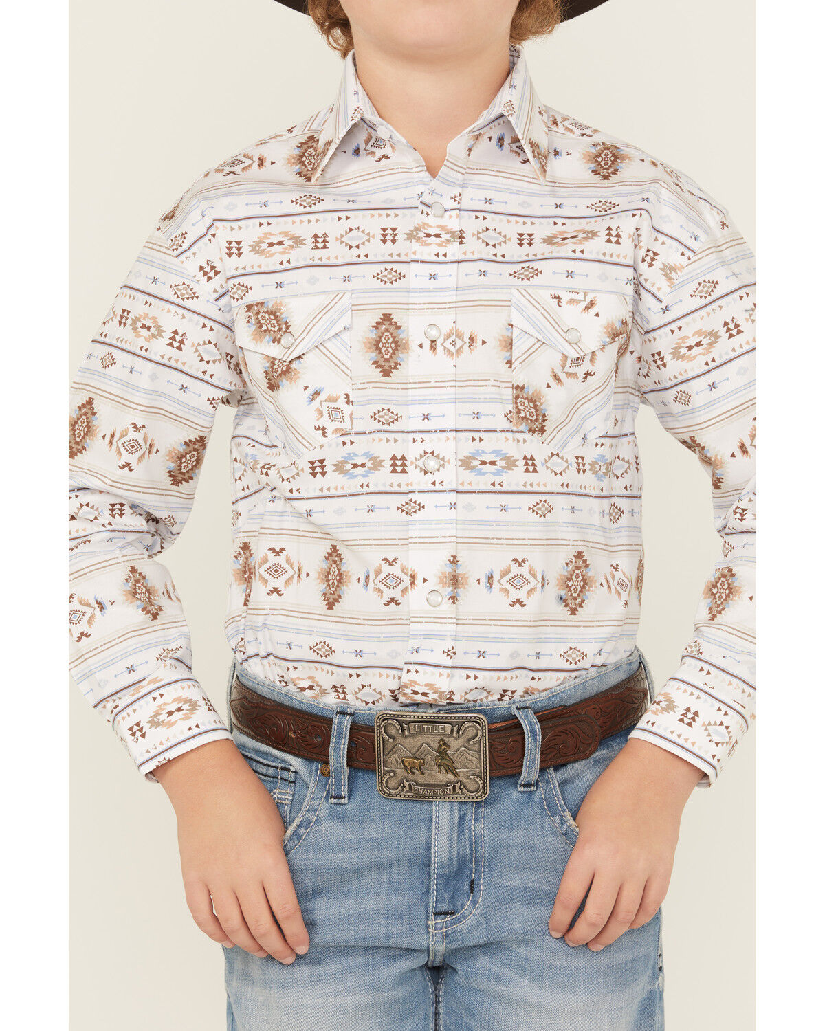 Panhandle Boy'sSouthwestern Print Long Sleeve Snap Western Shirt