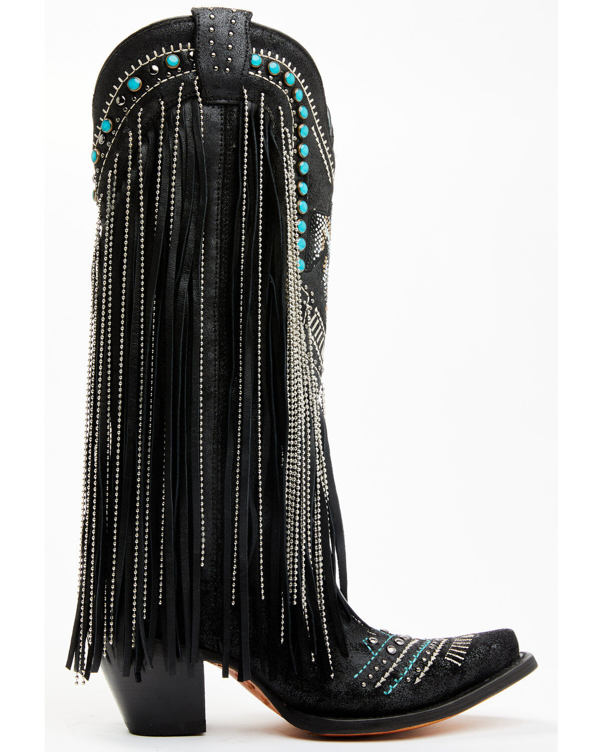 Corral Women's Embroidered and Crystal Eagle Fringe Western Boots - Snip Toe
