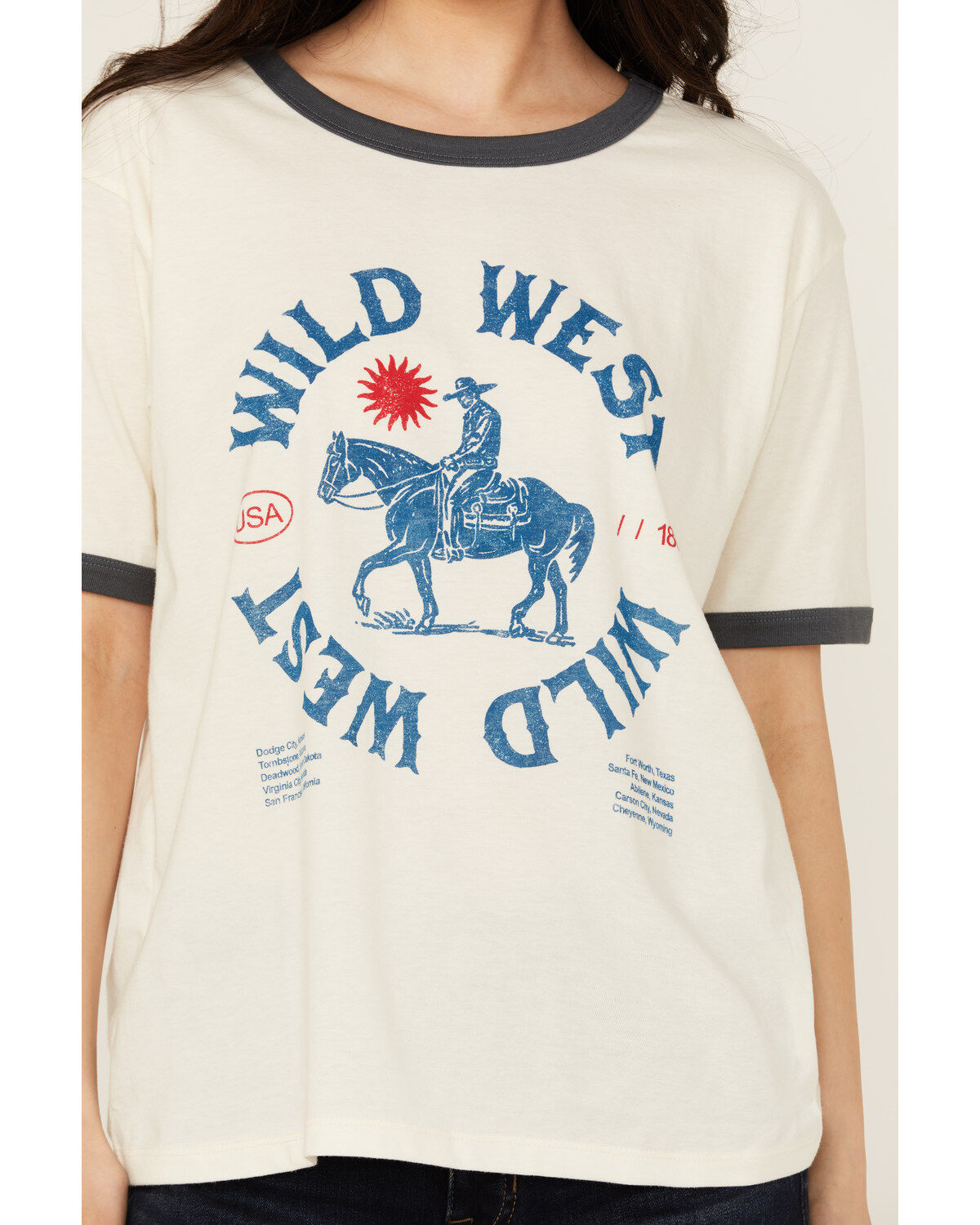 Girl Dangerous Women's Wild West Short Sleeve Ringer Tee