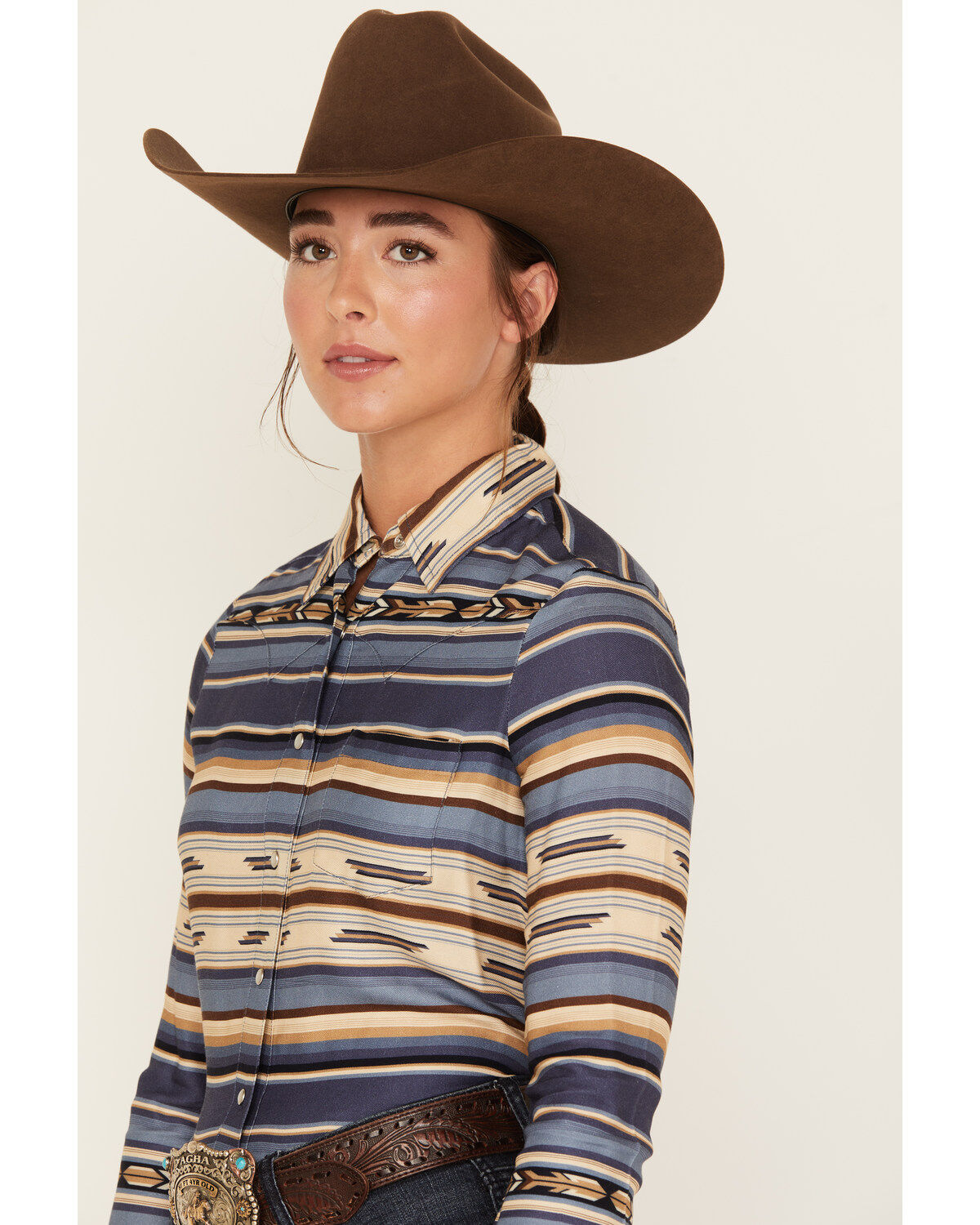 Stetson Women's Serape Stripe Long Sleeve Pearl Snap Western Shirt